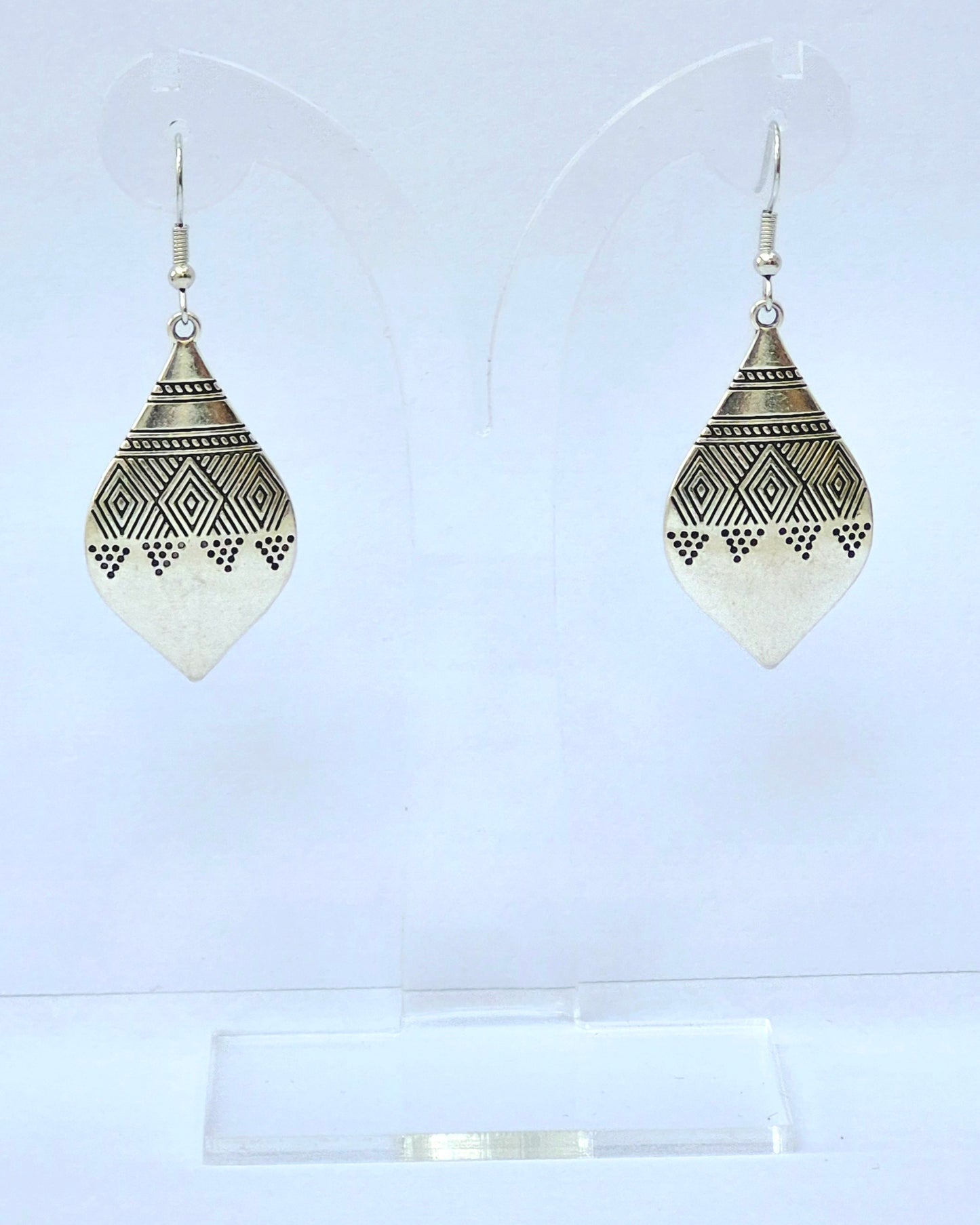 Silver Ethnic Engraved Earrings