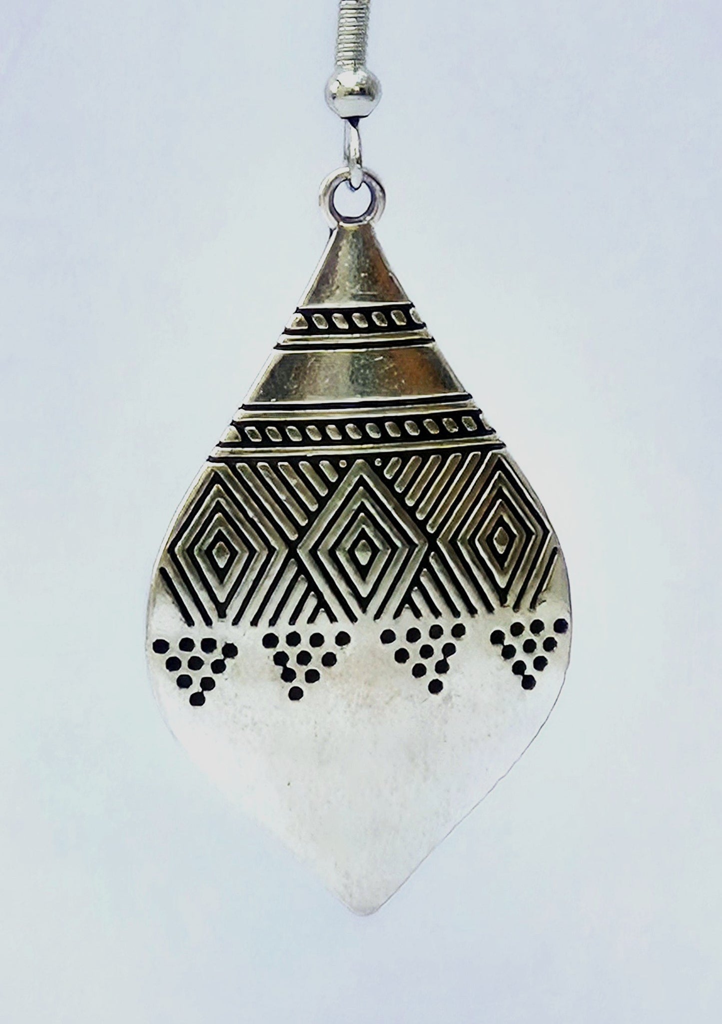Silver Ethnic Engraved Earrings