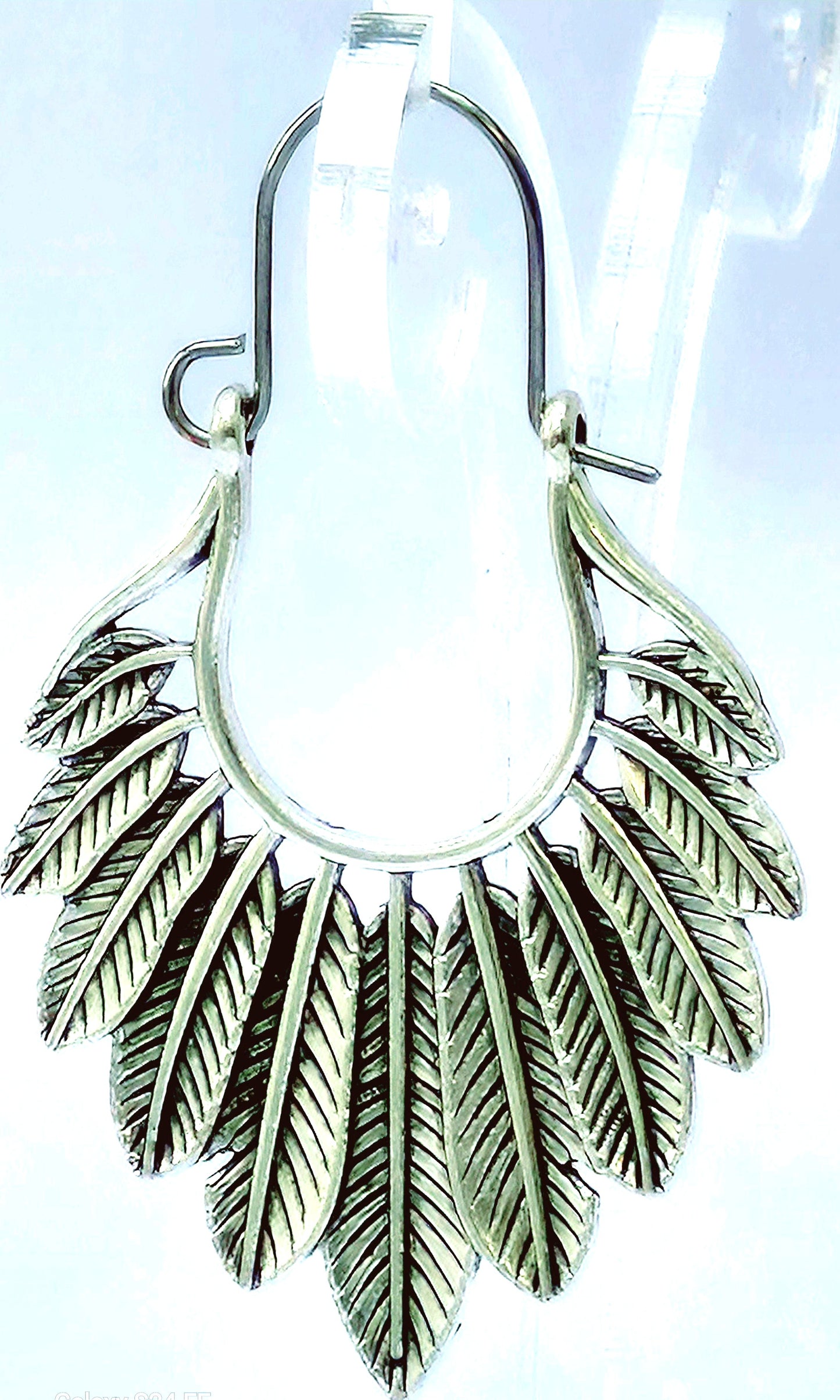 Silver Multifeather Engraved Earrings