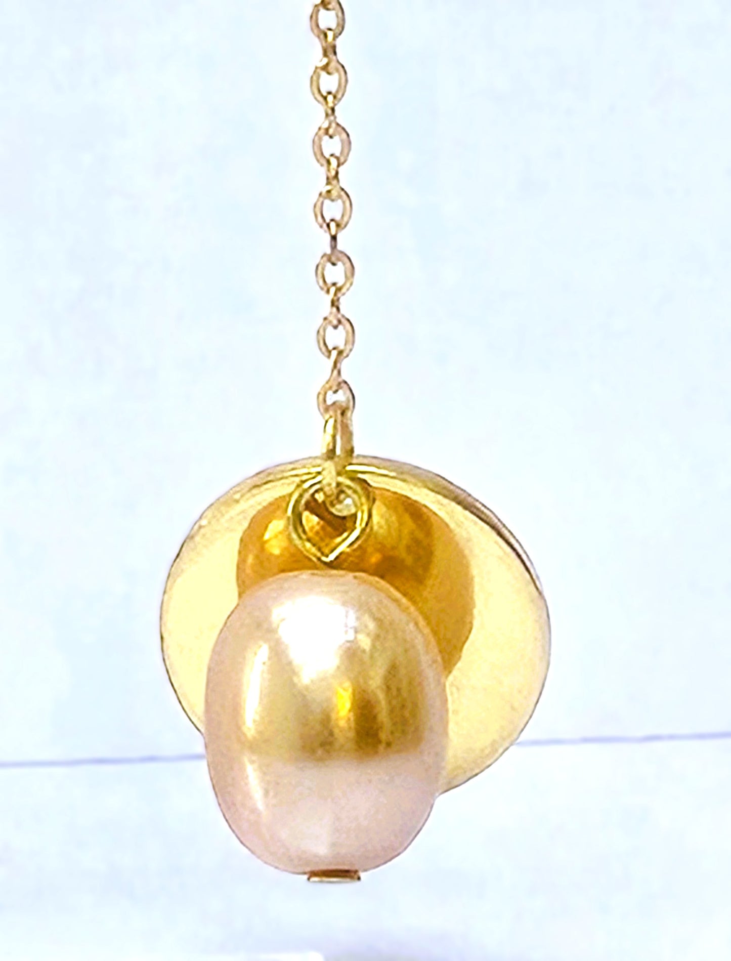 Gold Mismatched Geometric, Chain Pearl Drop Earrings