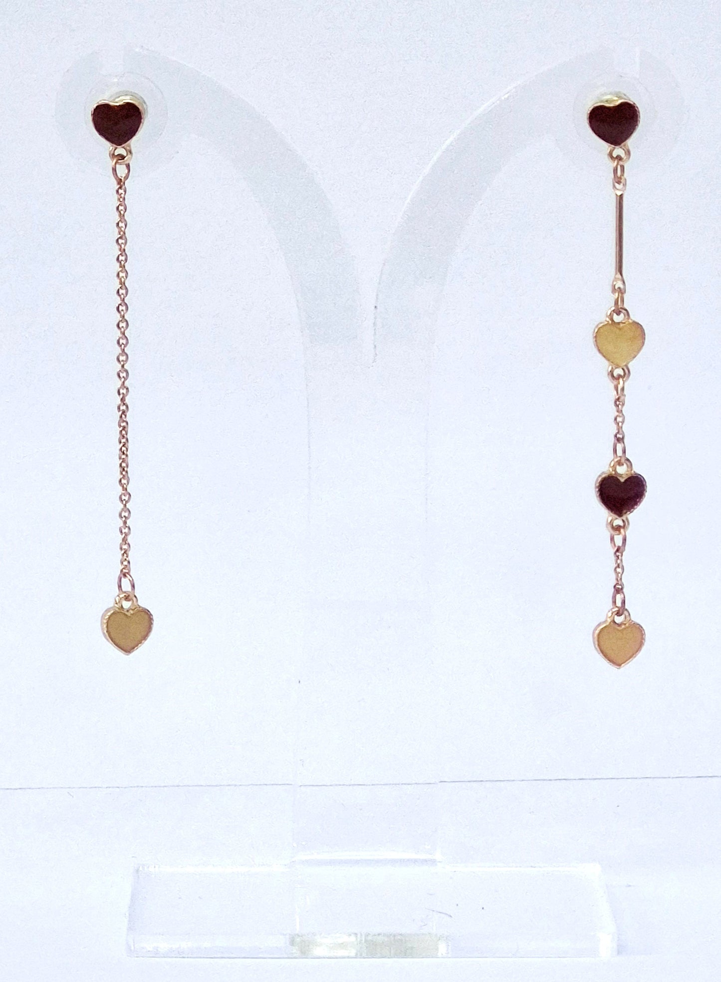 Rose Gold Mismatched Cute Heart Earrings