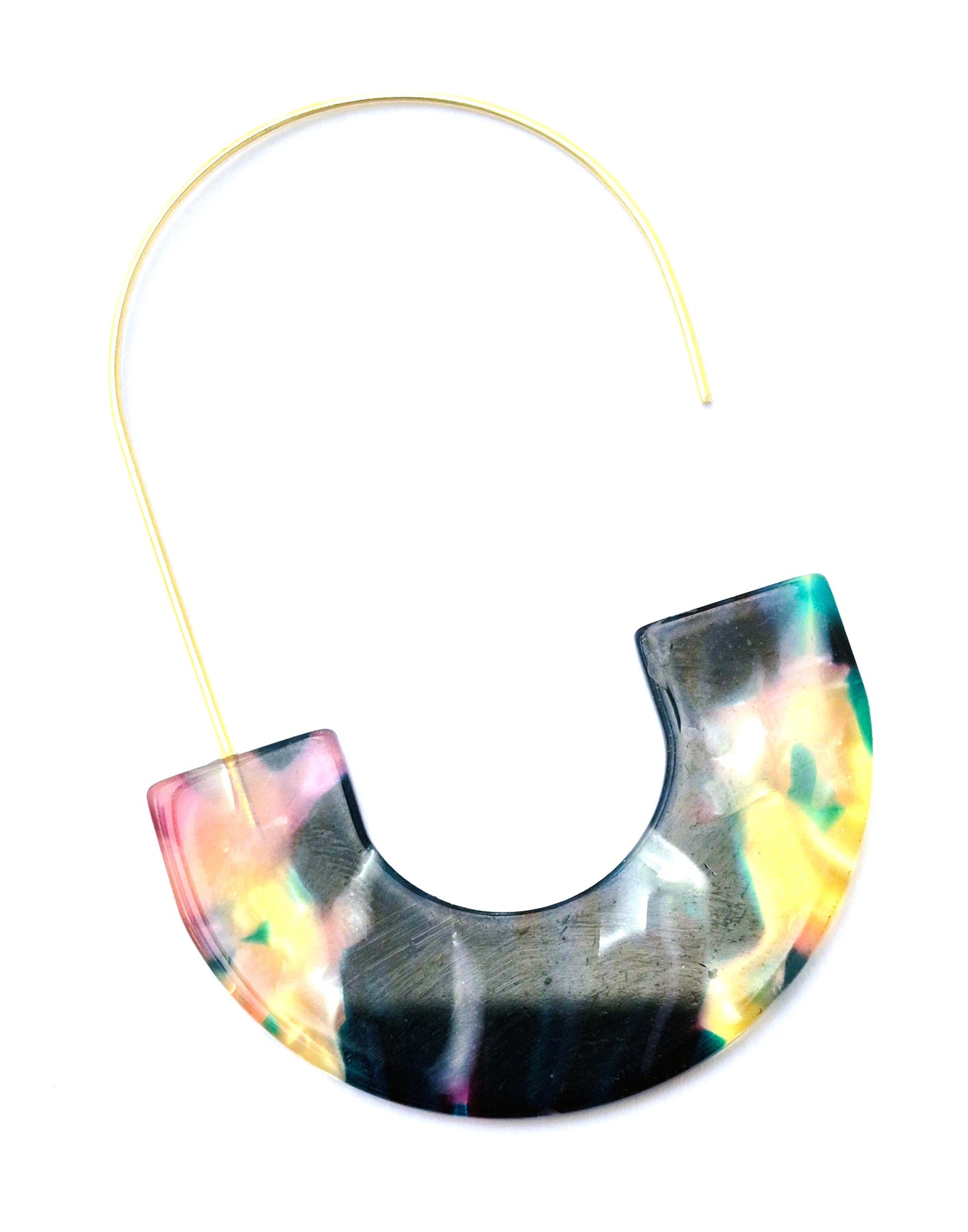Multicolored Marbled Resin Hoop Earrings