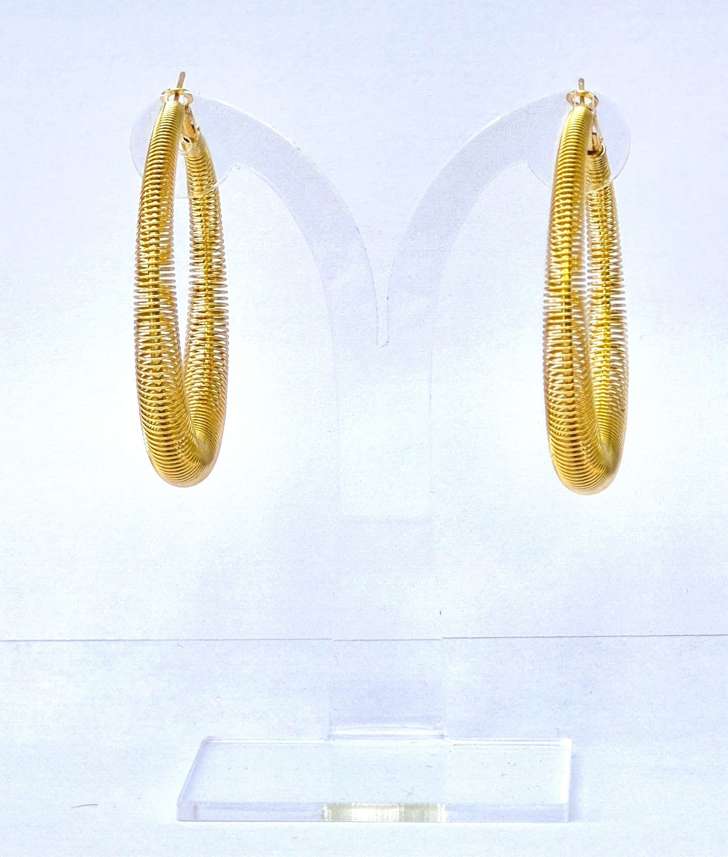 Gold Spring Tapered Hoop Earrings