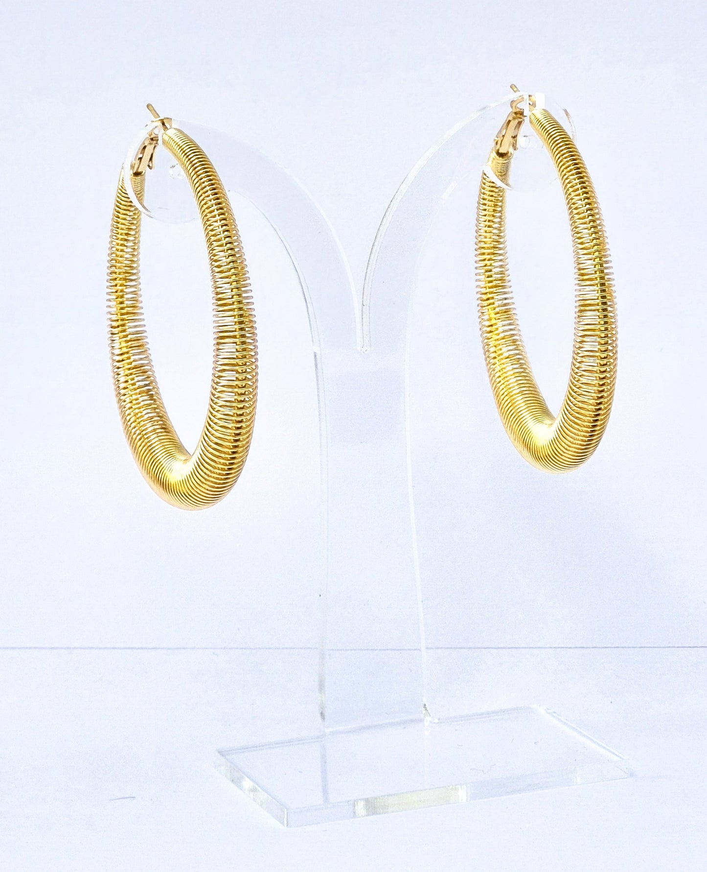 Gold Spring Tapered Hoop Earrings