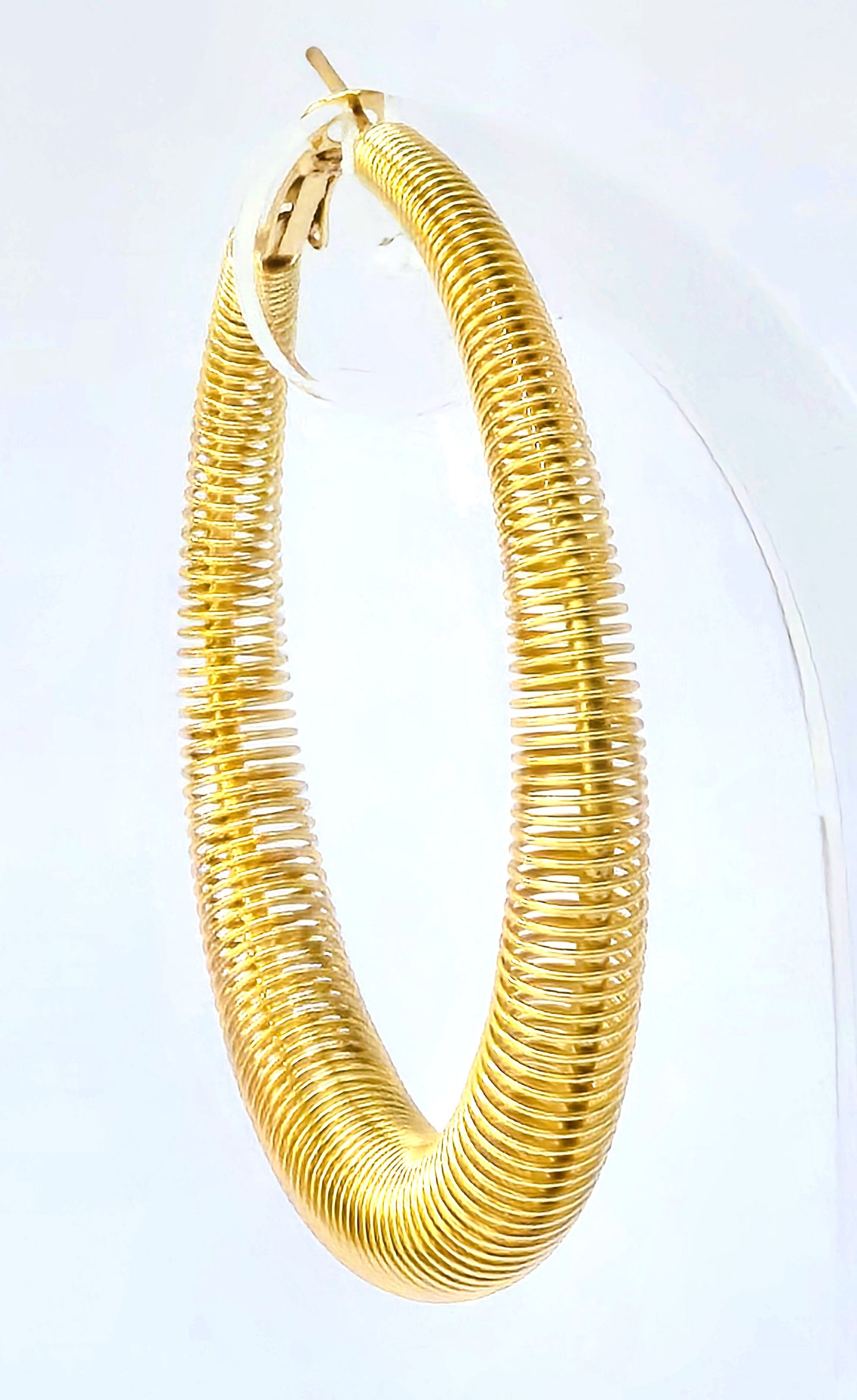 Gold Spring Tapered Hoop Earrings