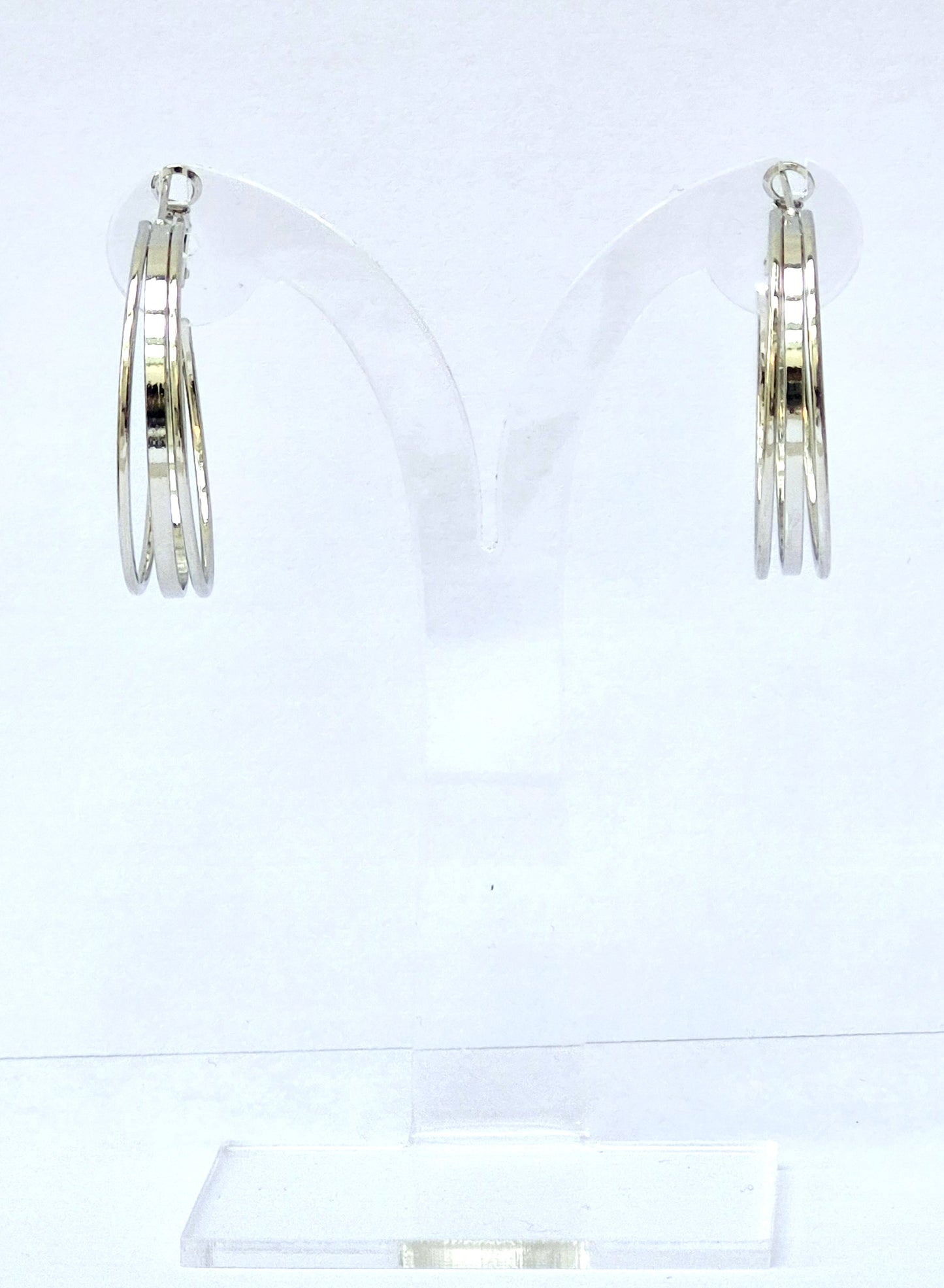 Silver Triple Hoop Earrings