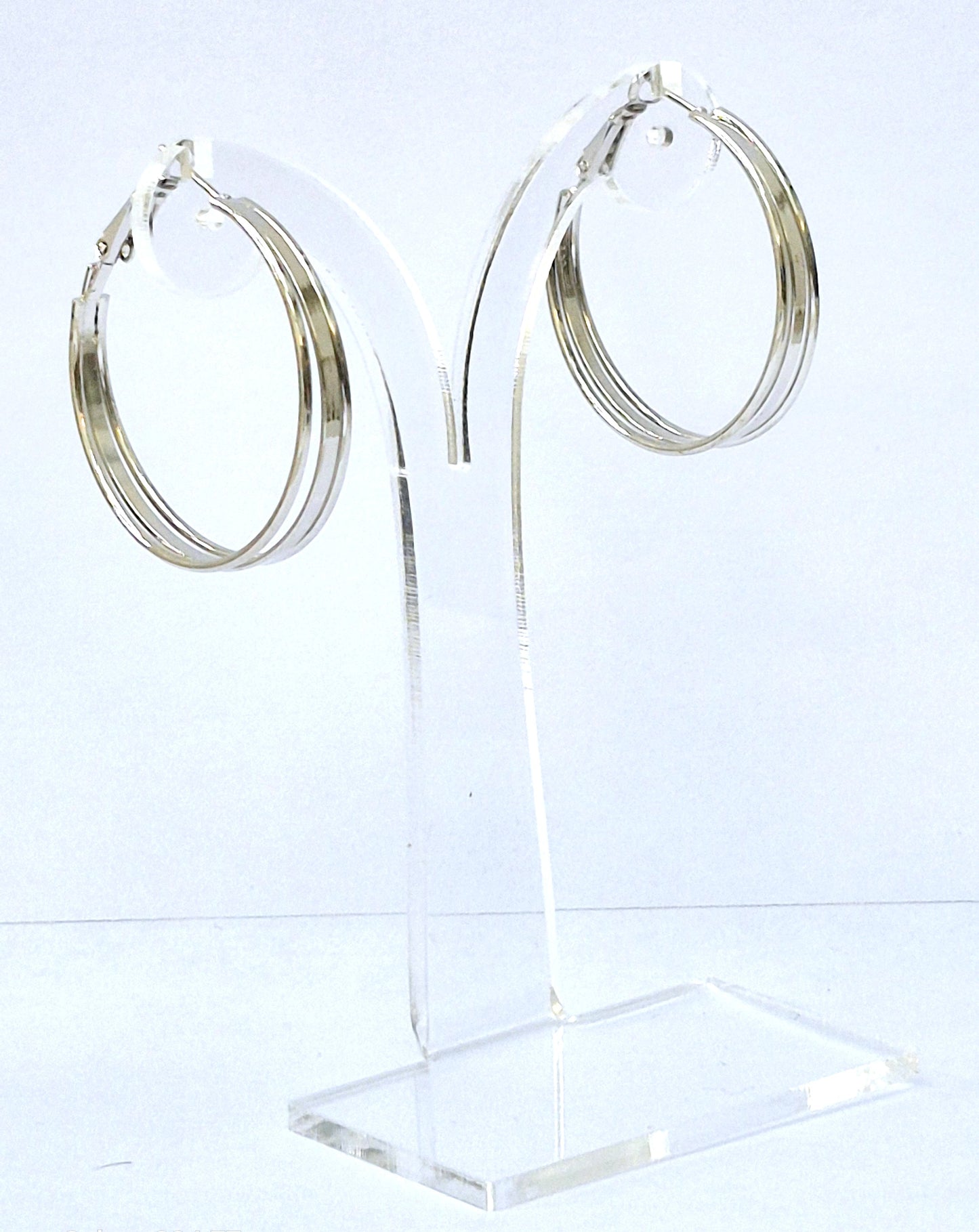 Silver Triple Hoop Earrings