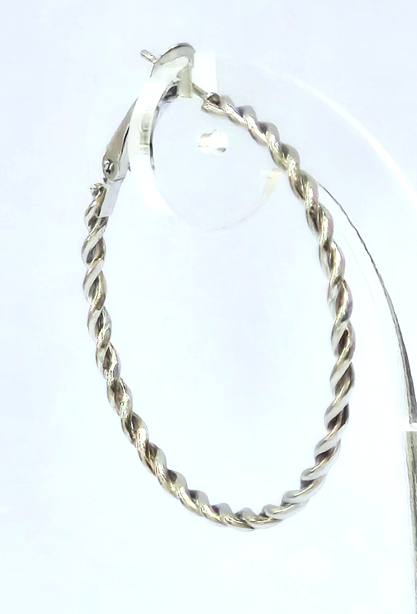 Silver Twisted Medium Hoop Earrings