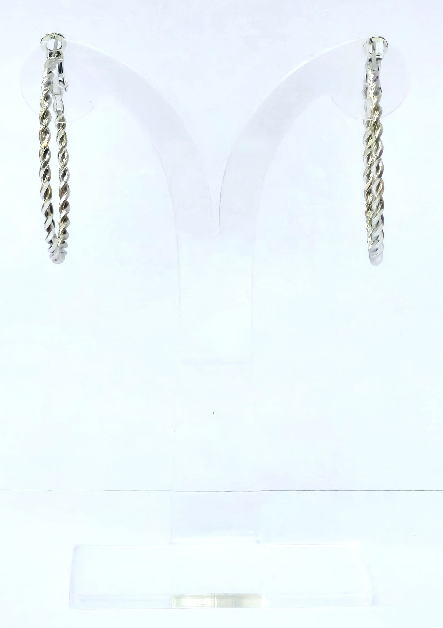 Silver Twisted Medium Hoop Earrings