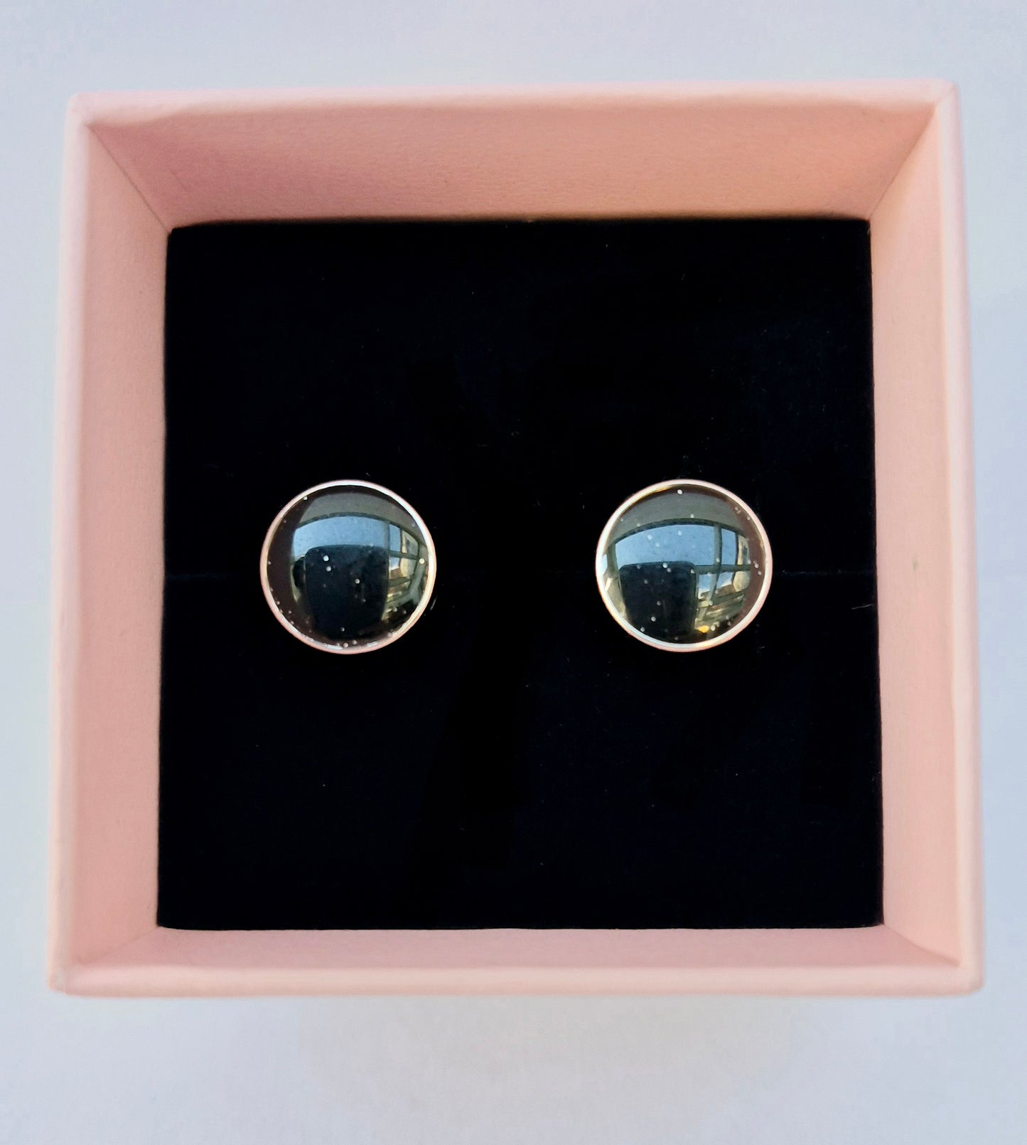 Silver and Black Starry Stud Earrings