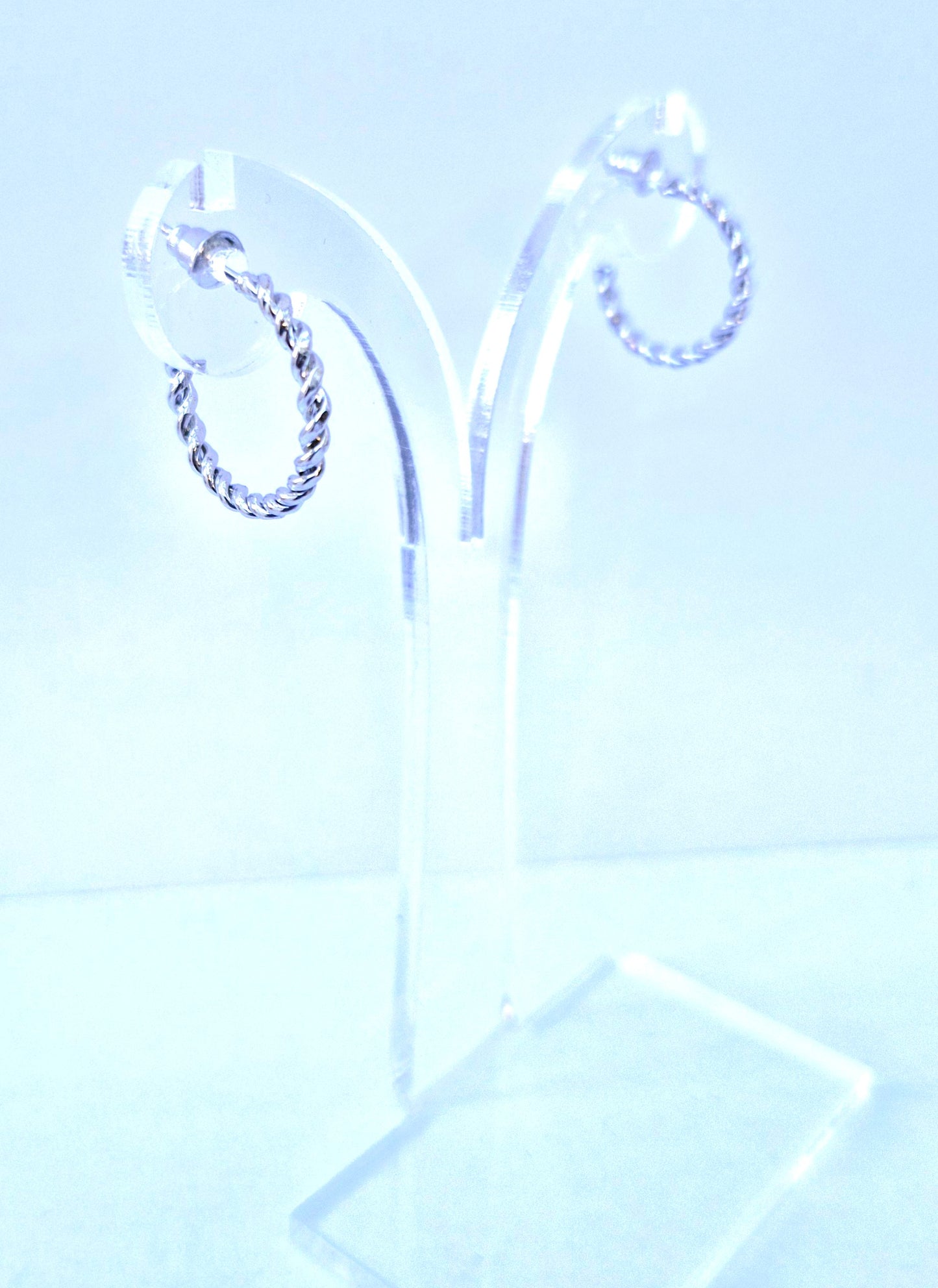 Silver Twisted Small Open-end Hoop Earrings