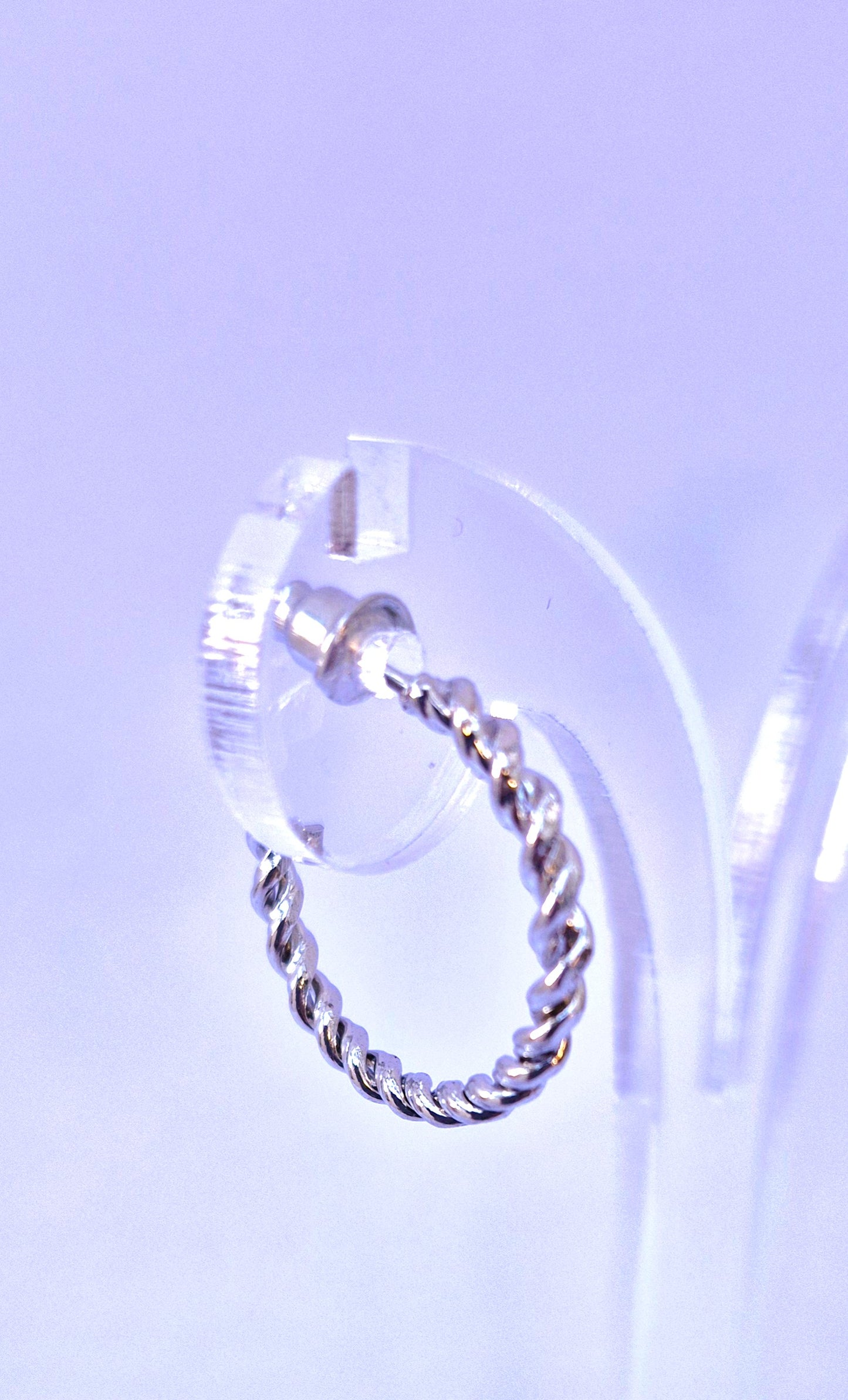 Silver Twisted Small Open-end Hoop Earrings