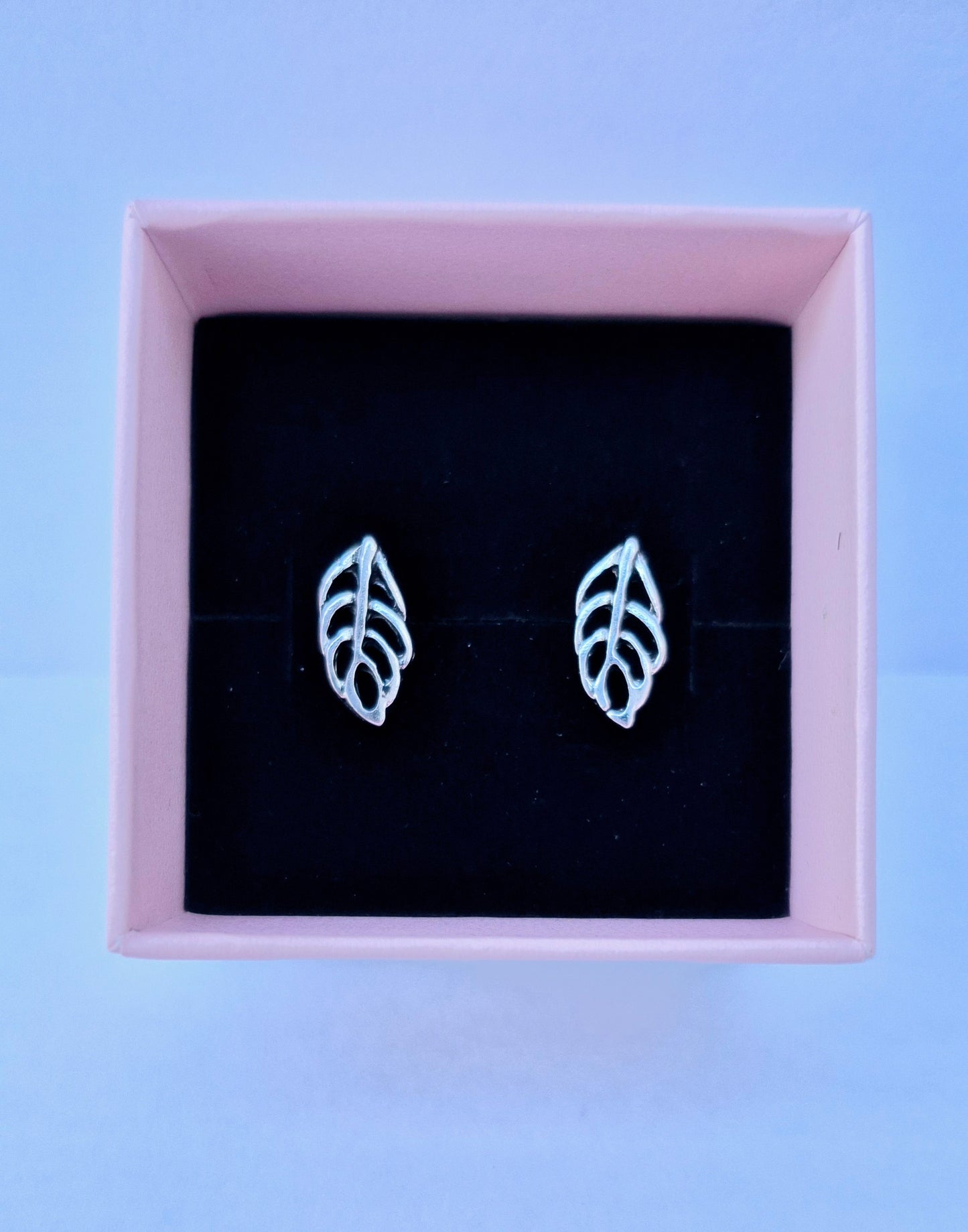 Minimal Silver Leaf Stud Earrings