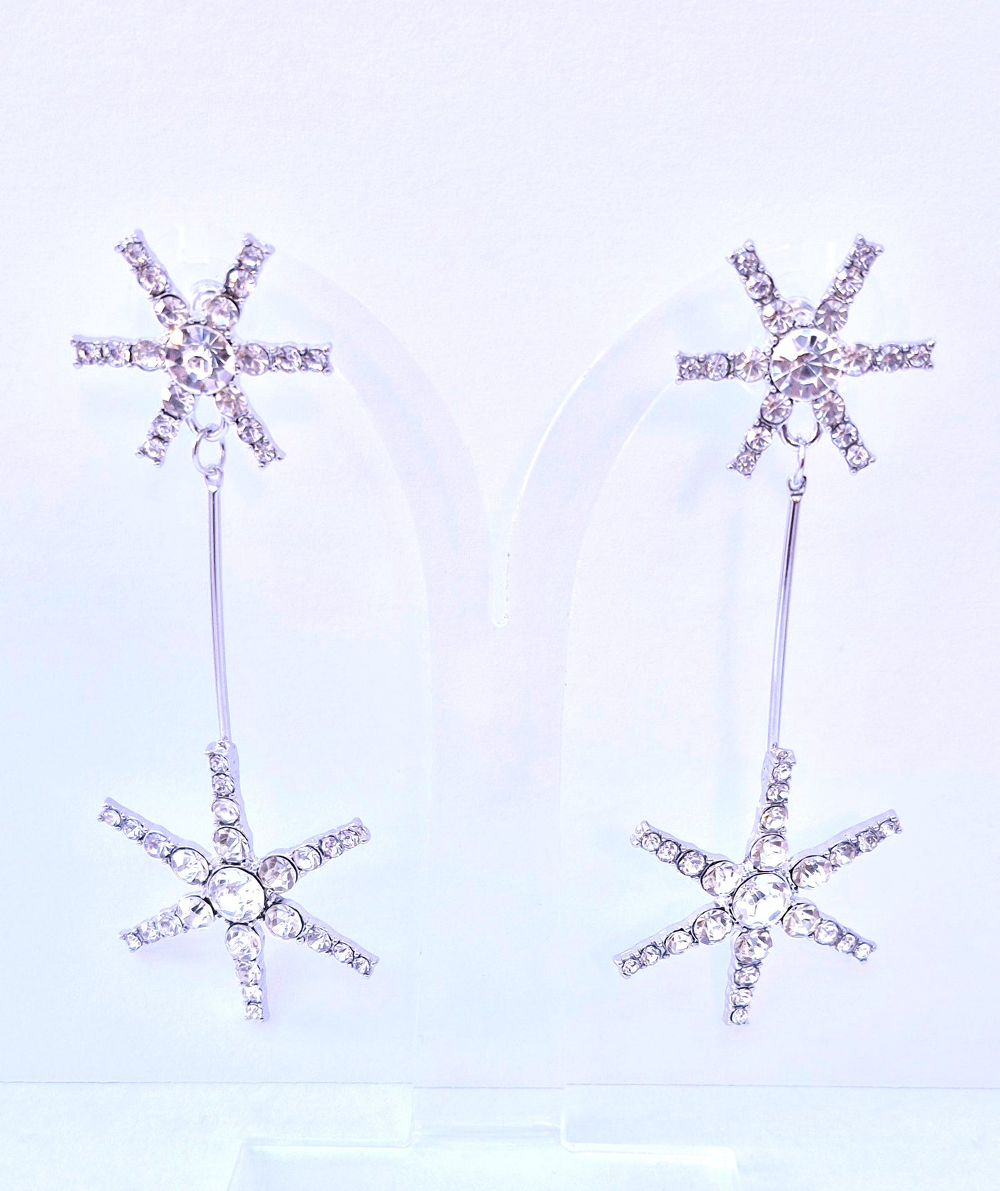 Silver Sparkly Snowflake Earrings