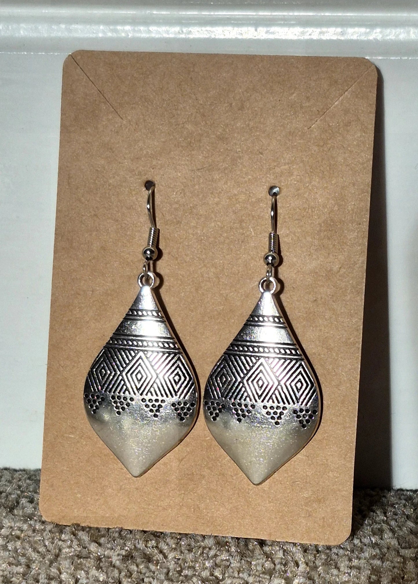 Silver Ethnic Engraved Earrings