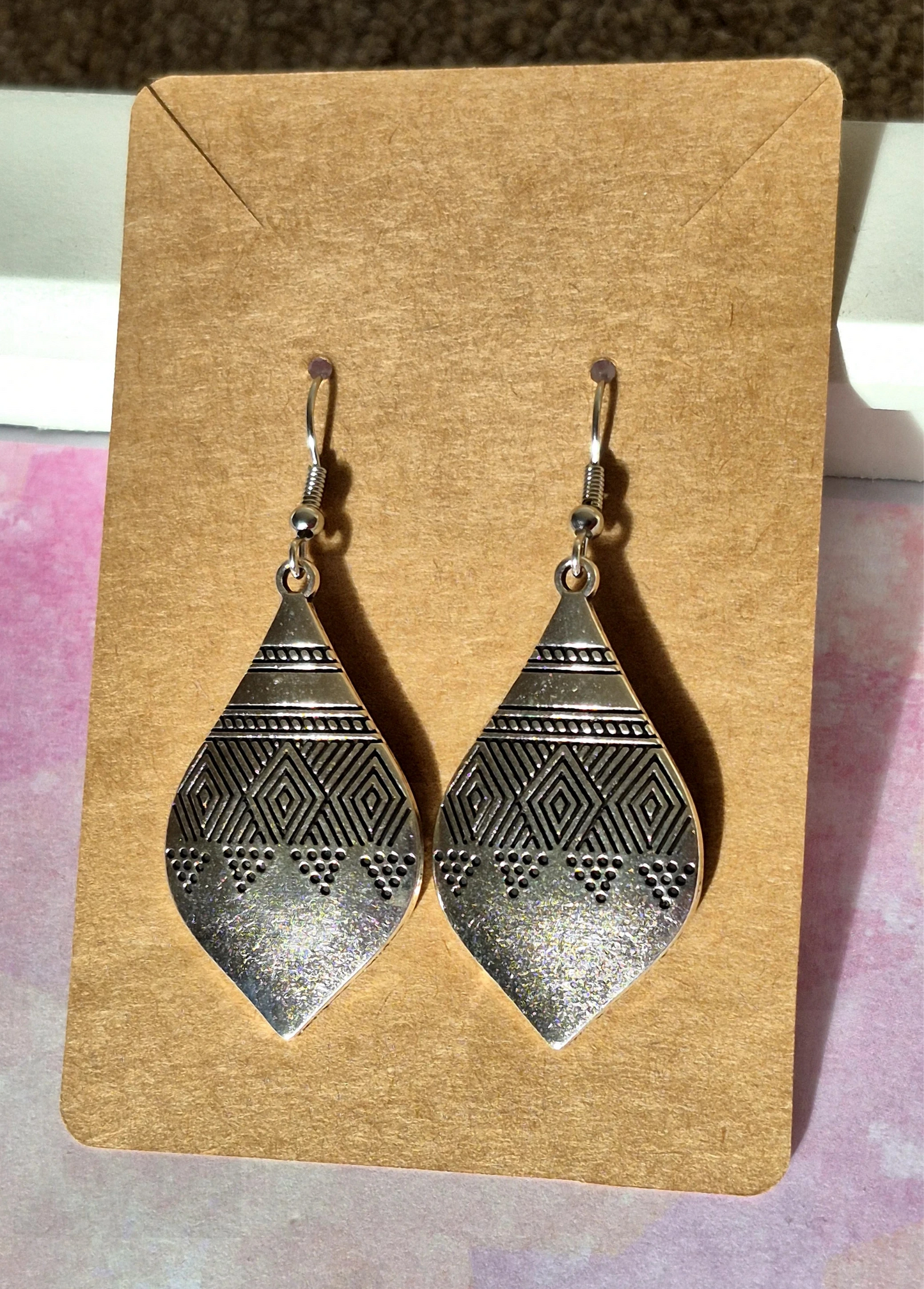 Silver Ethnic Engraved Earrings