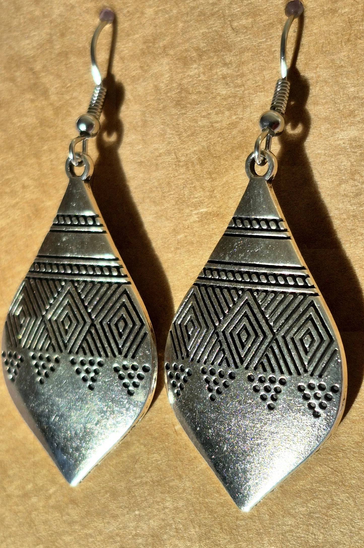 Silver Ethnic Engraved Earrings