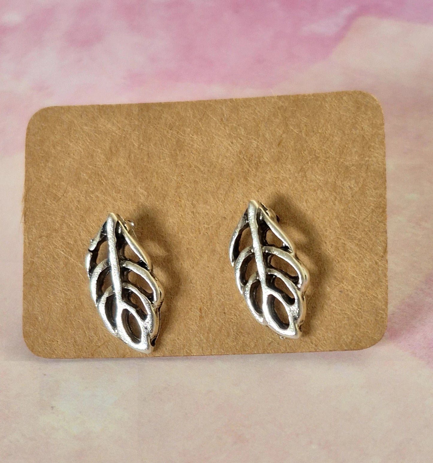 Minimal Silver Leaf Stud Earrings