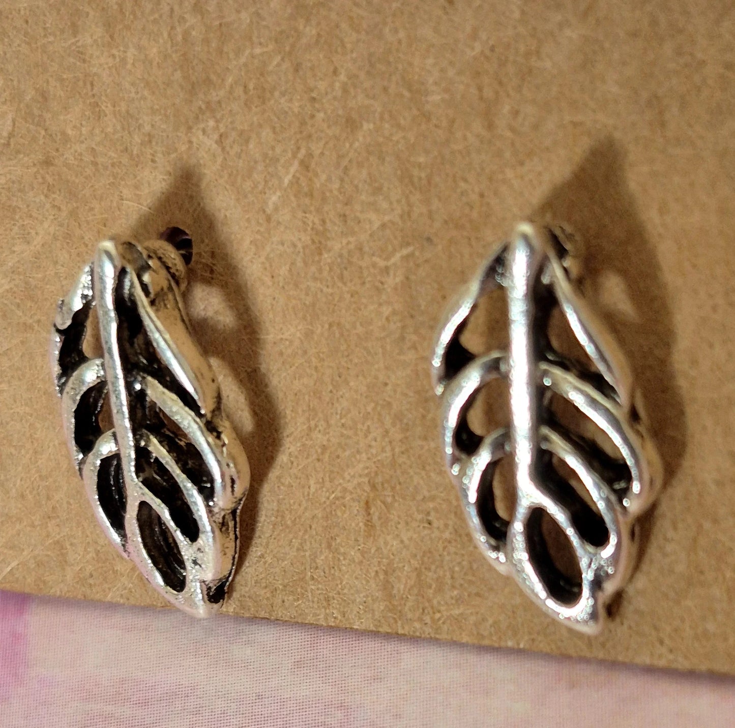 Minimal Silver Leaf Stud Earrings