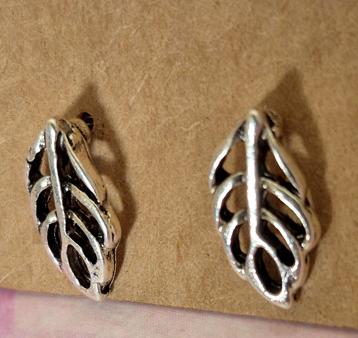 Minimal Silver Leaf Stud Earrings