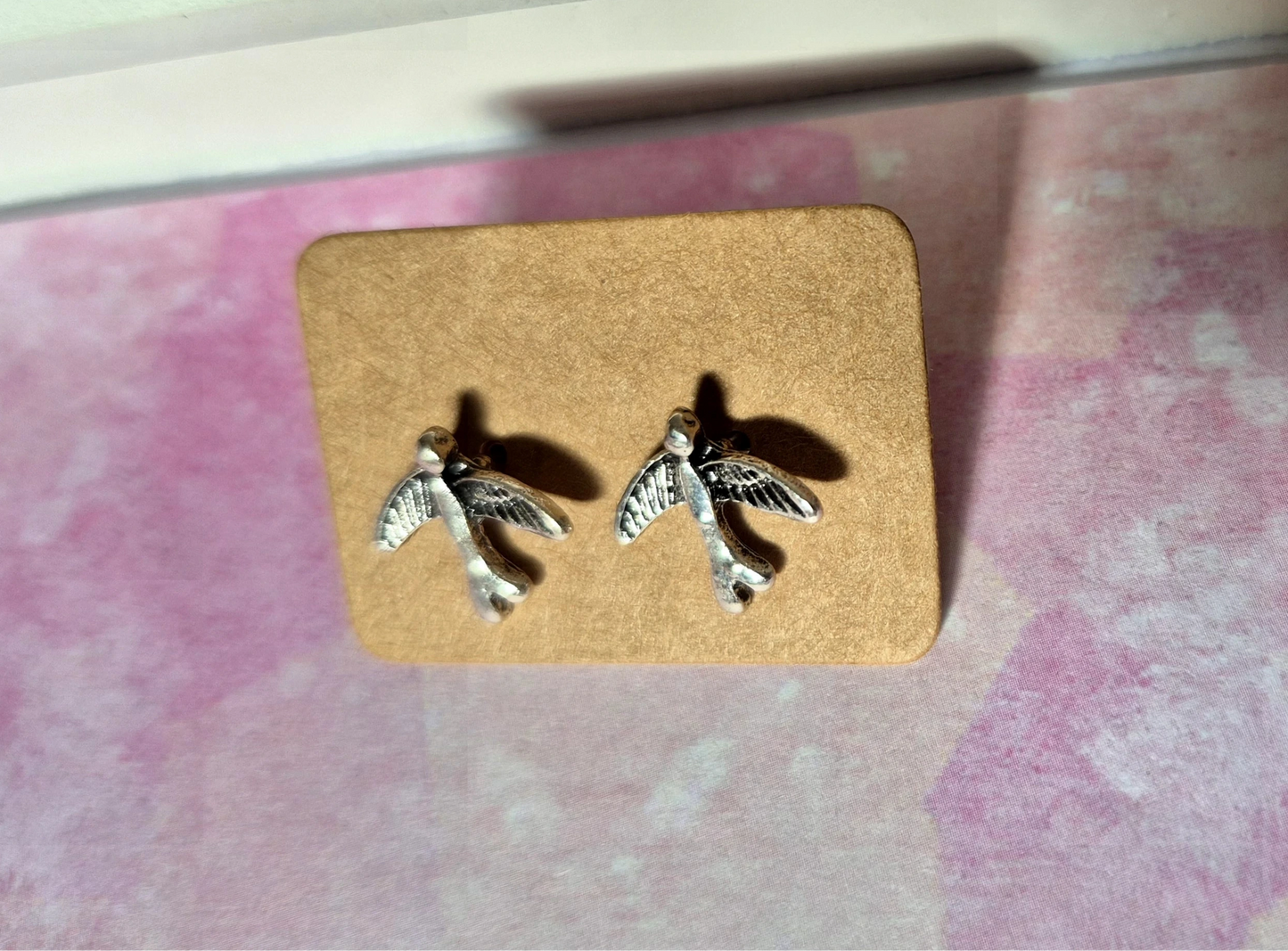 Minimal Silver Flying Birds Stud Earrings