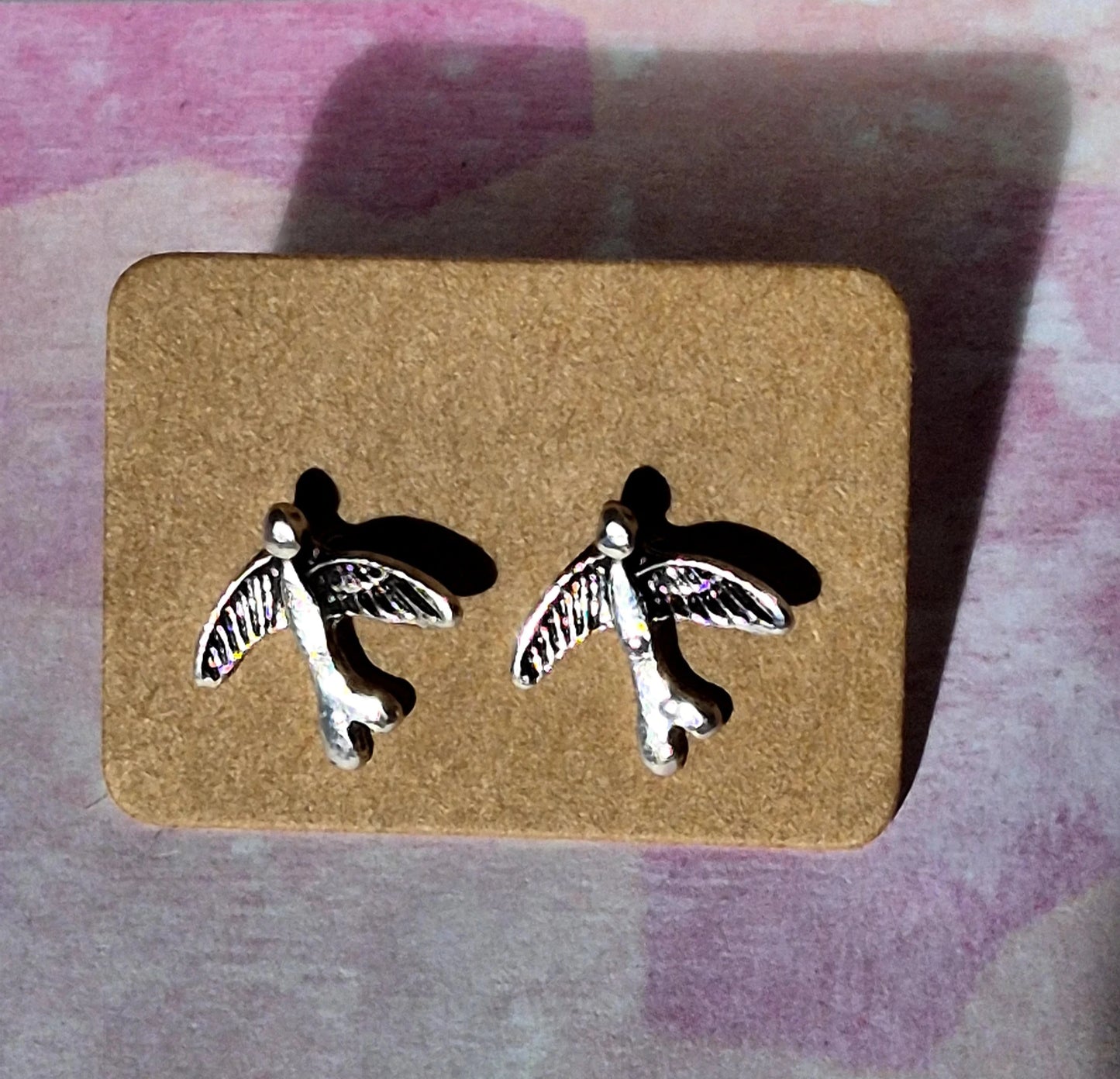 Minimal Silver Flying Birds Stud Earrings