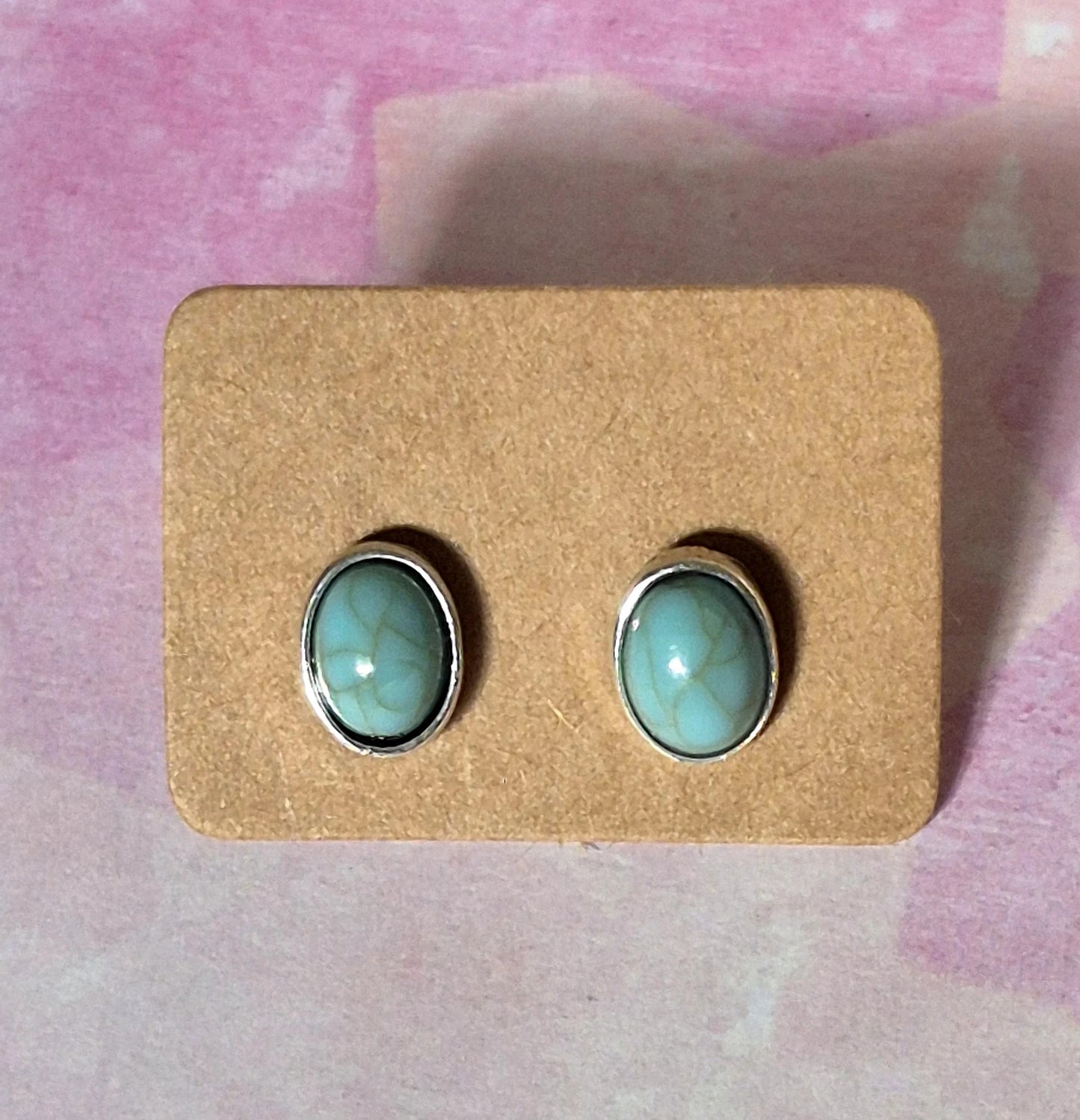 Silver and Turquoise Minimal Stud Earrings