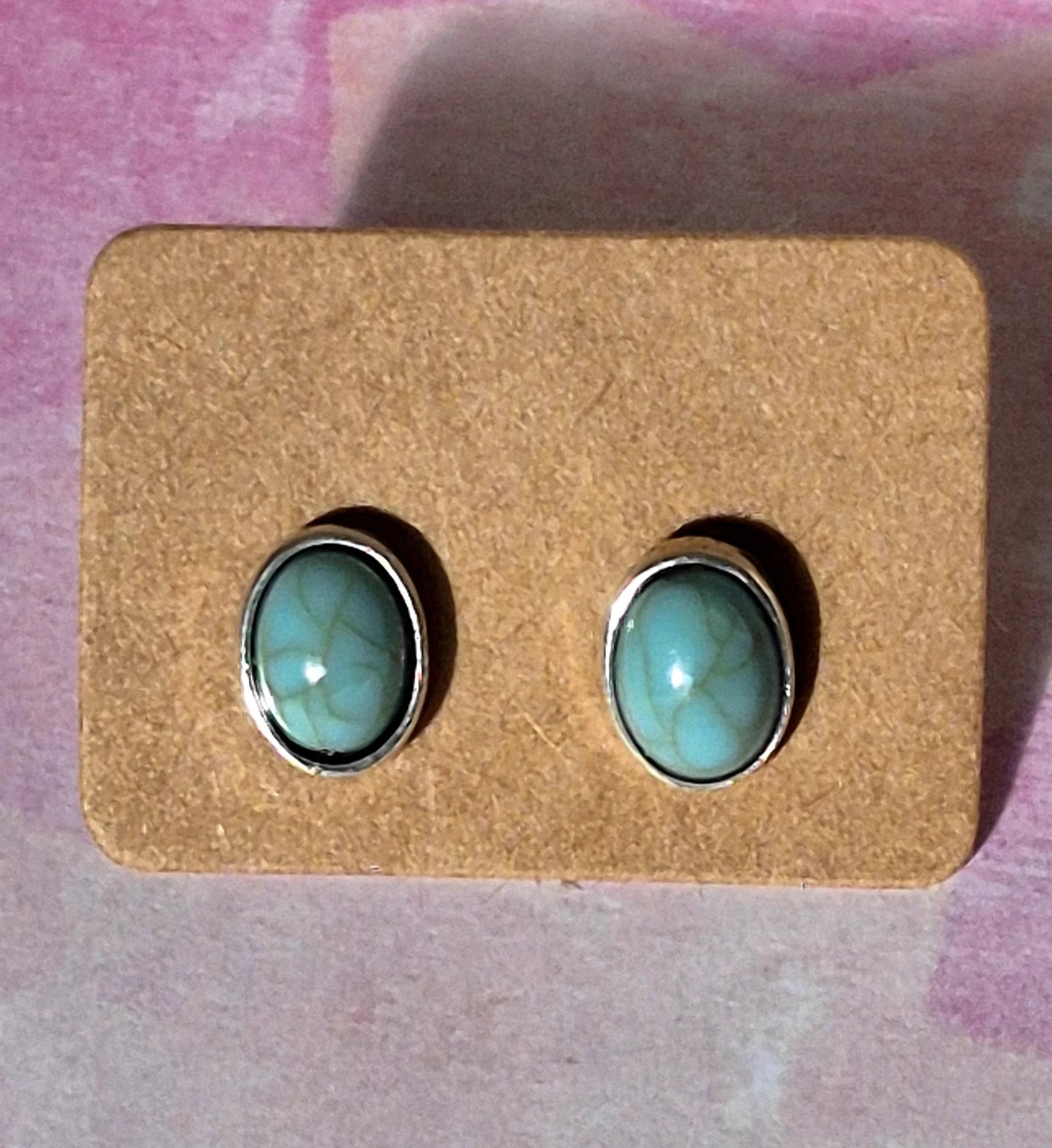 Silver and Turquoise Minimal Stud Earrings