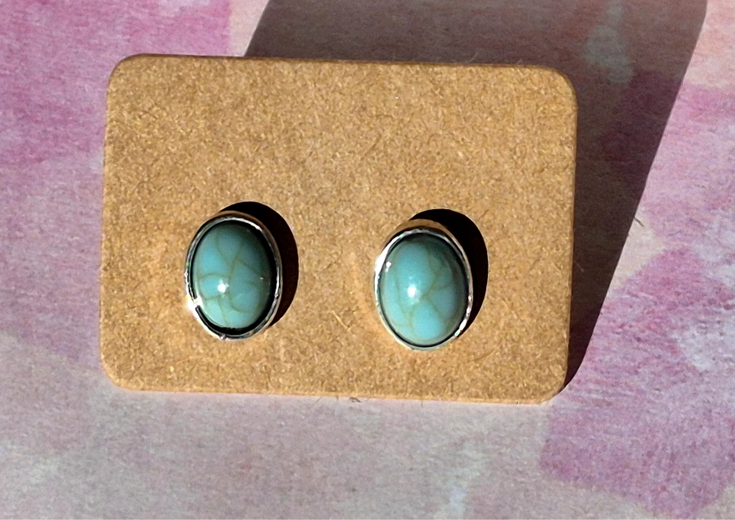 Silver and Turquoise Minimal Stud Earrings