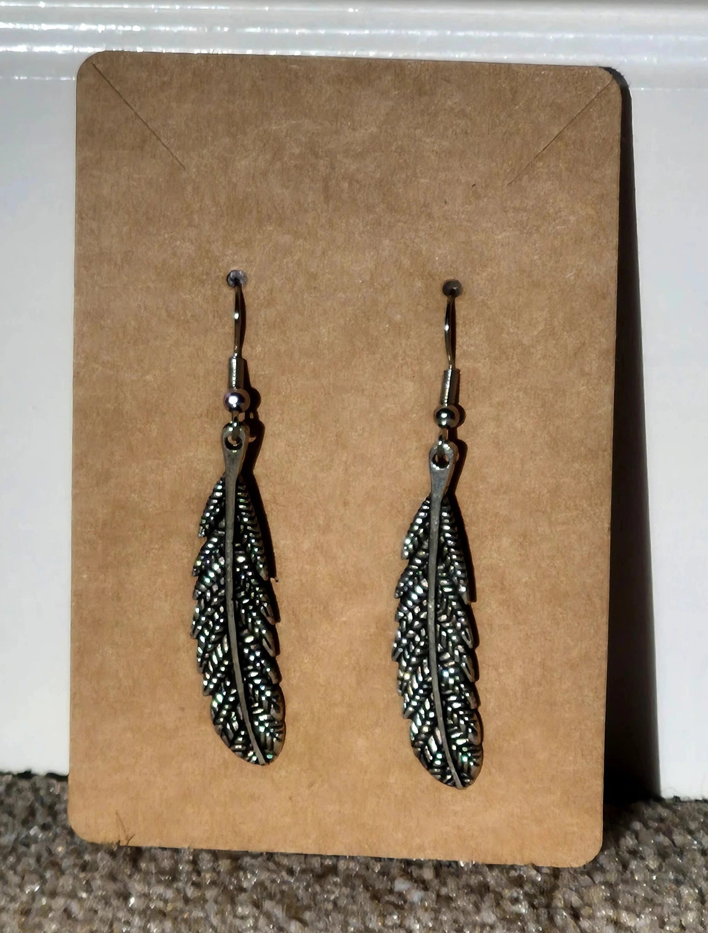 Silver Engraved Feathered Earrings