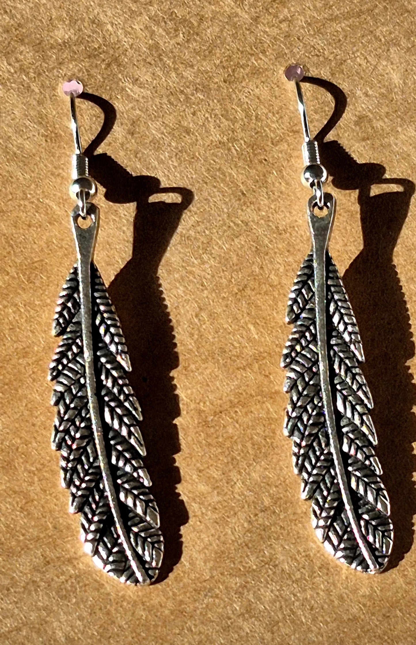 Silver Engraved Feathered Earrings