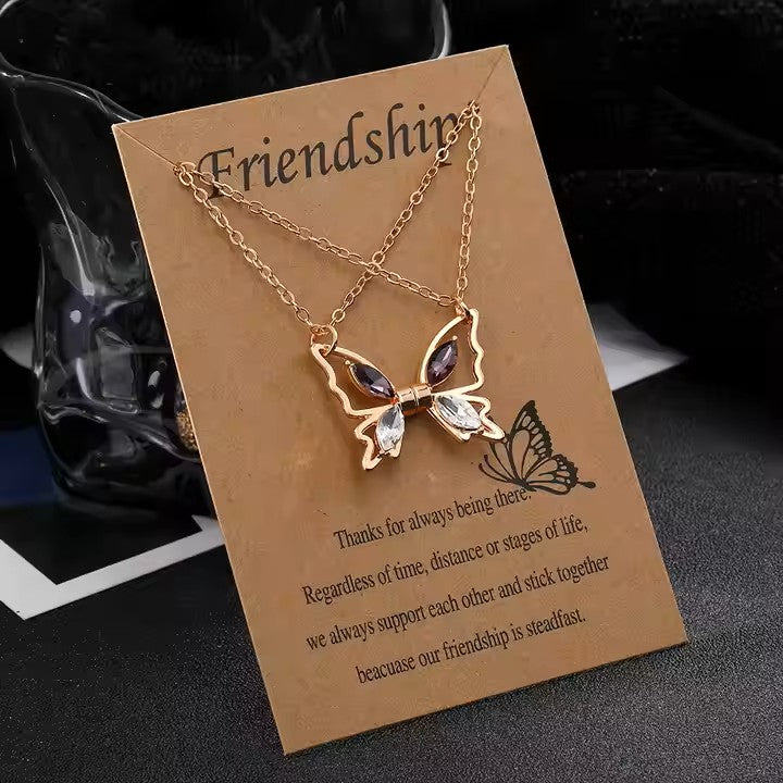 Friendship Gold Butterfly Pendant Necklace