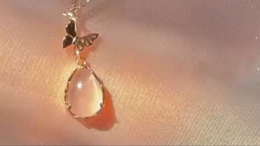 Water Drop Butterfly Pendant Necklace