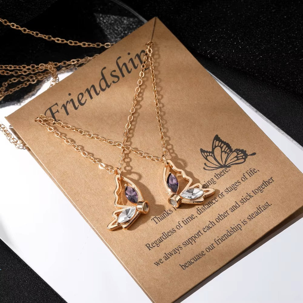 Friendship Gold Butterfly Pendant Necklace
