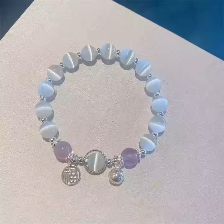 Adjustable Opal Beaded Charm Bracelet