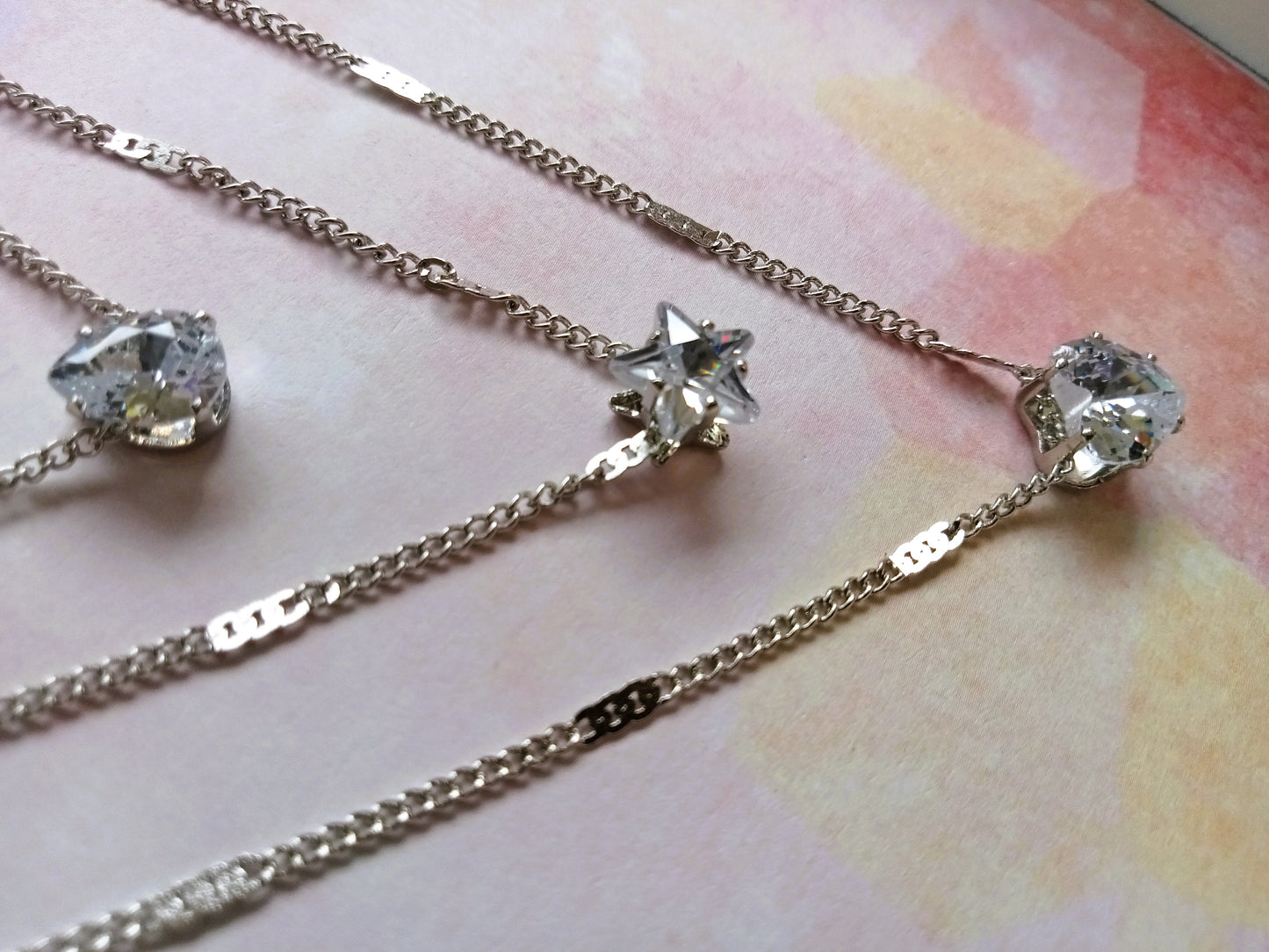 Multi-layer Rhinestone Silver Crystal Necklace