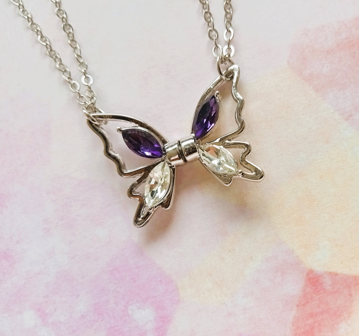 Friendship Silver Butterfly Pendant Necklace