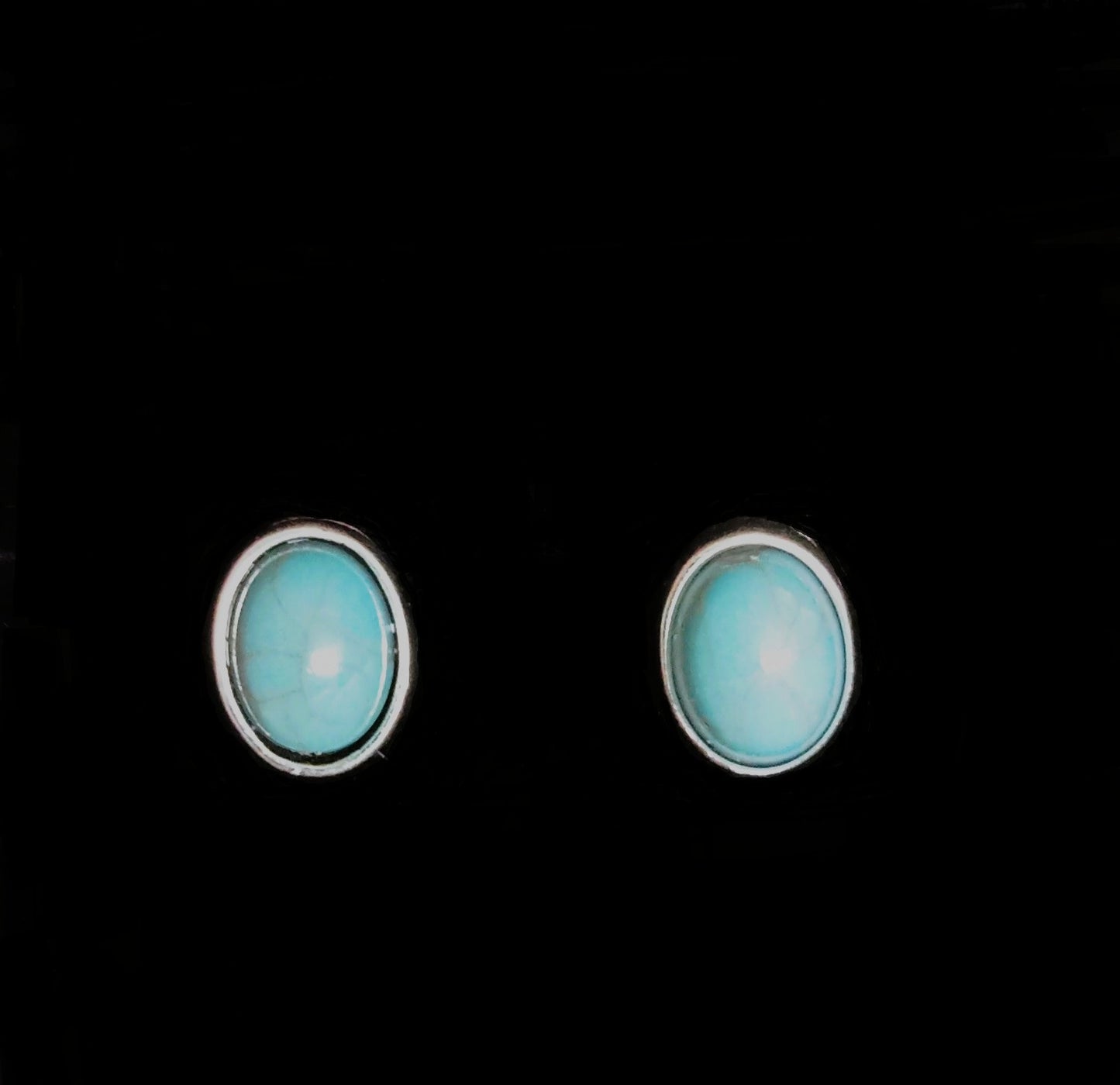 Silver and Turquoise Minimal Stud Earrings