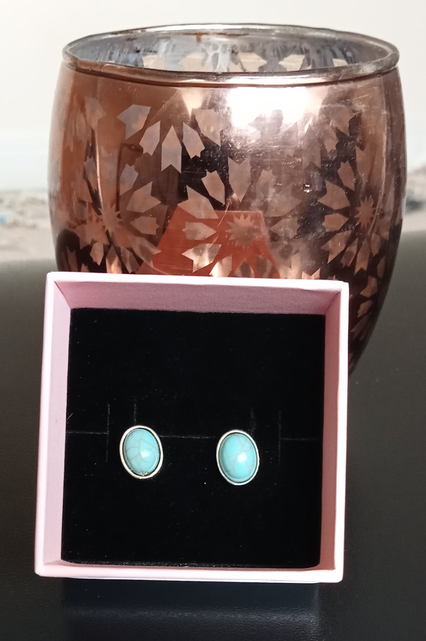 Silver and Turquoise Minimal Stud Earrings