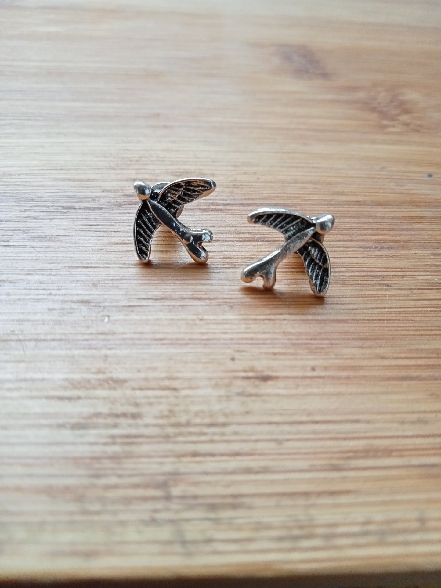 Minimal Silver Flying Birds Stud Earrings