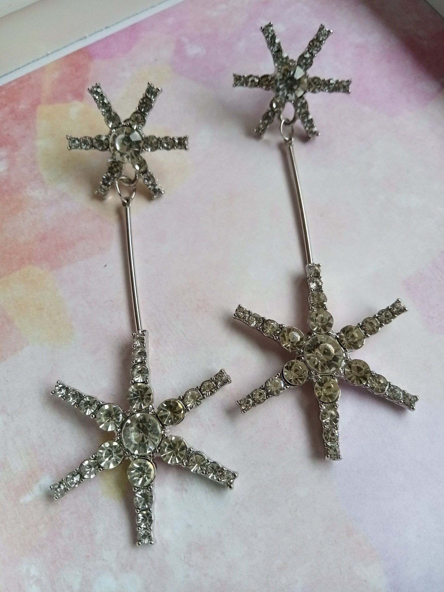 Silver Sparkly Snowflake Earrings