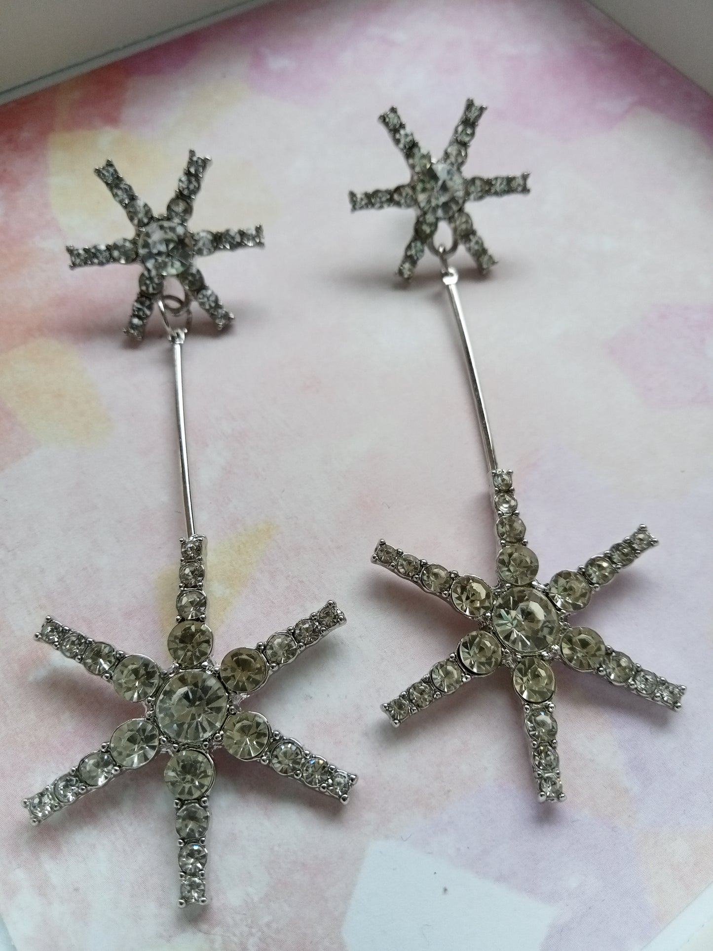 Silver Sparkly Snowflake Earrings