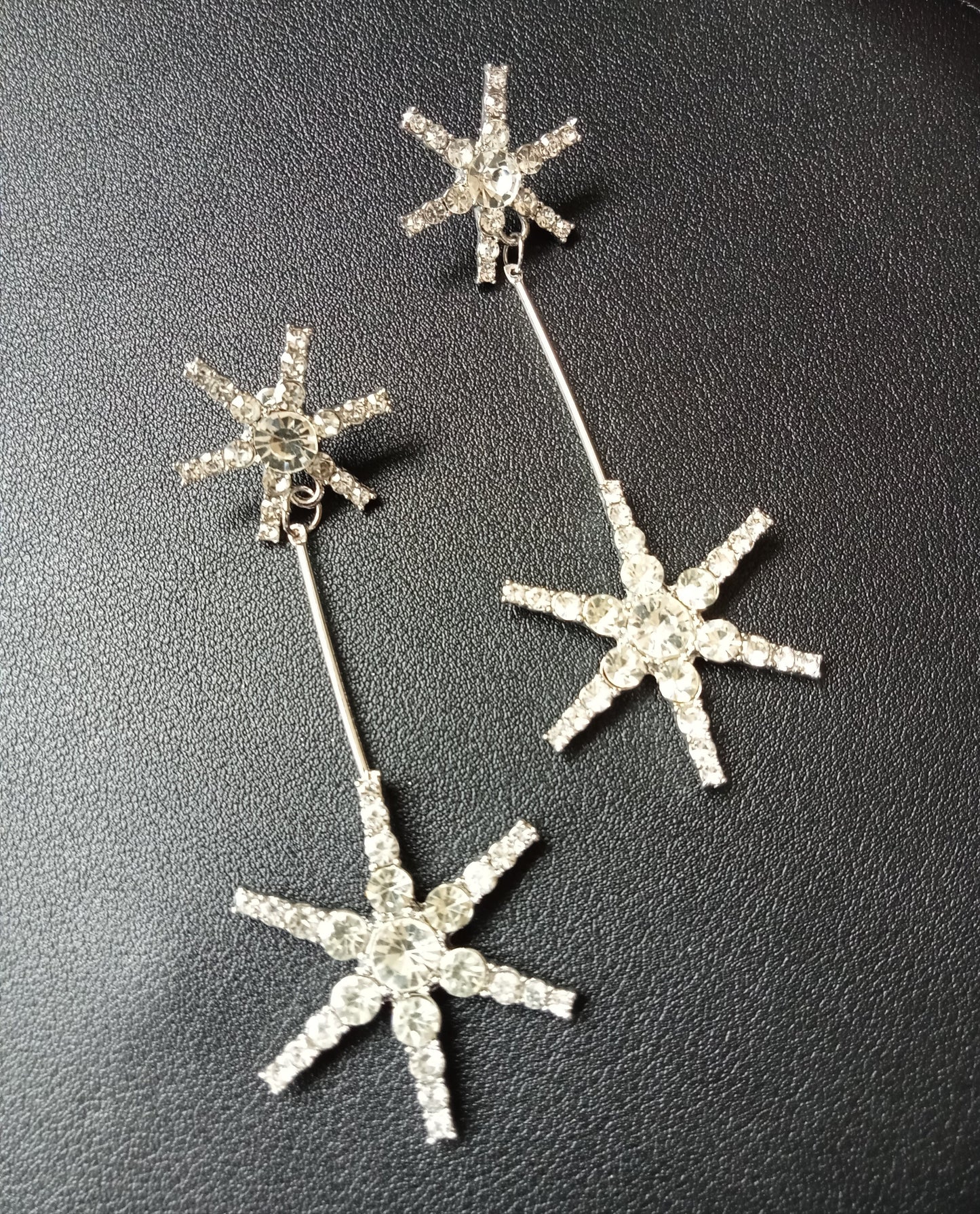 Silver Sparkly Snowflake Earrings