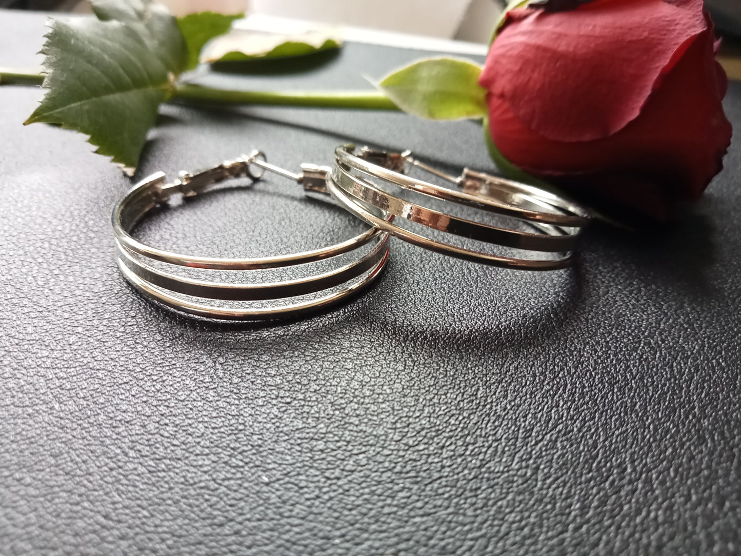 Silver Triple Hoop Earrings