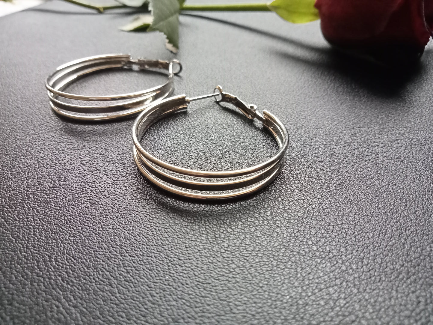 Silver Triple Hoop Earrings