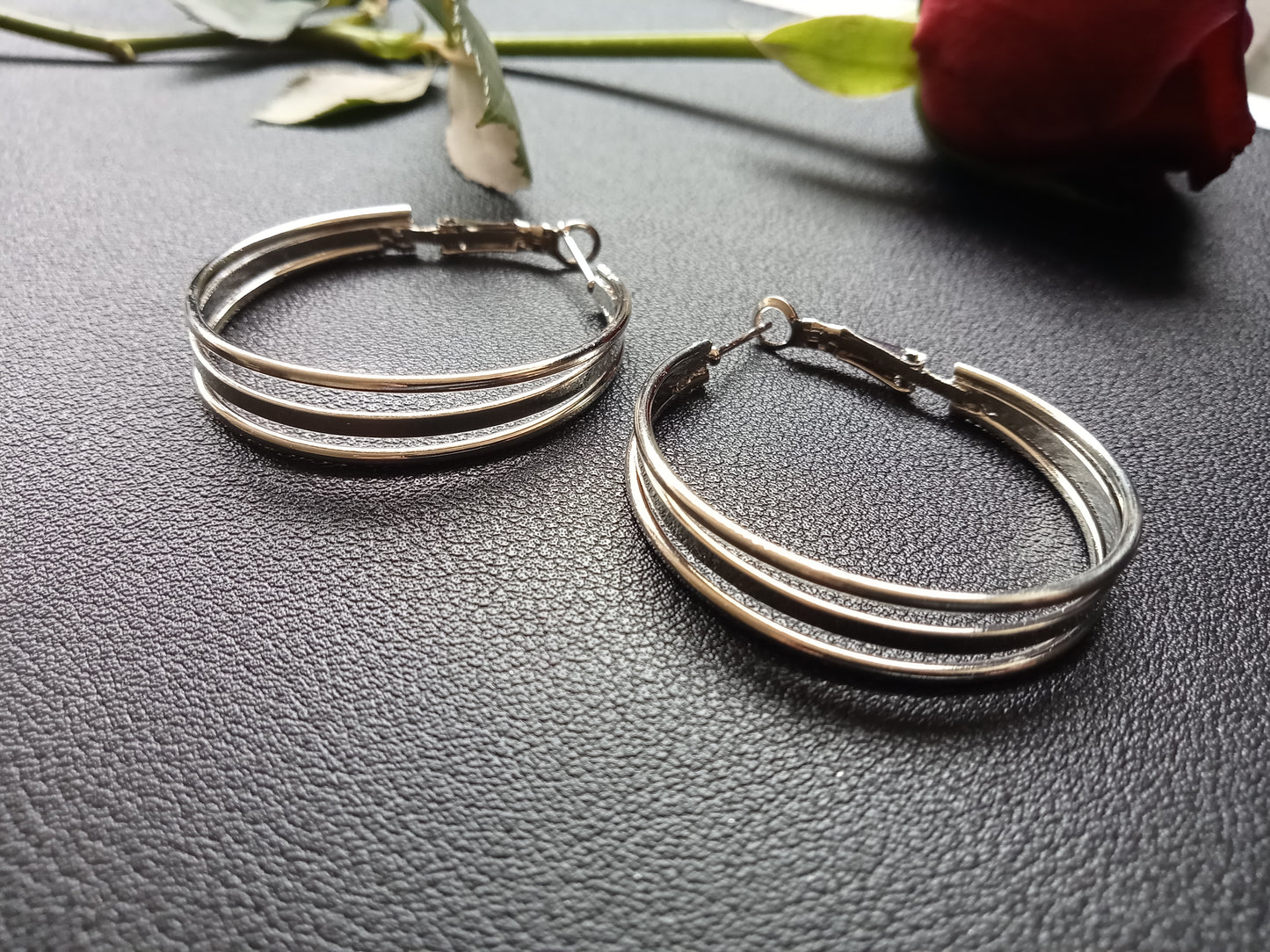 Silver Triple Hoop Earrings