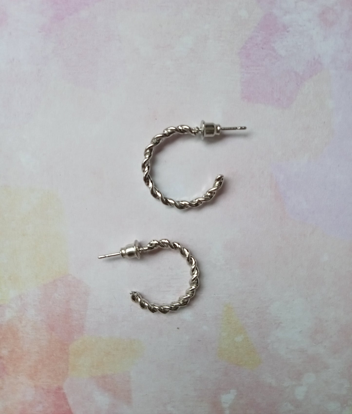 Silver Twisted Small Open-end Hoop Earrings