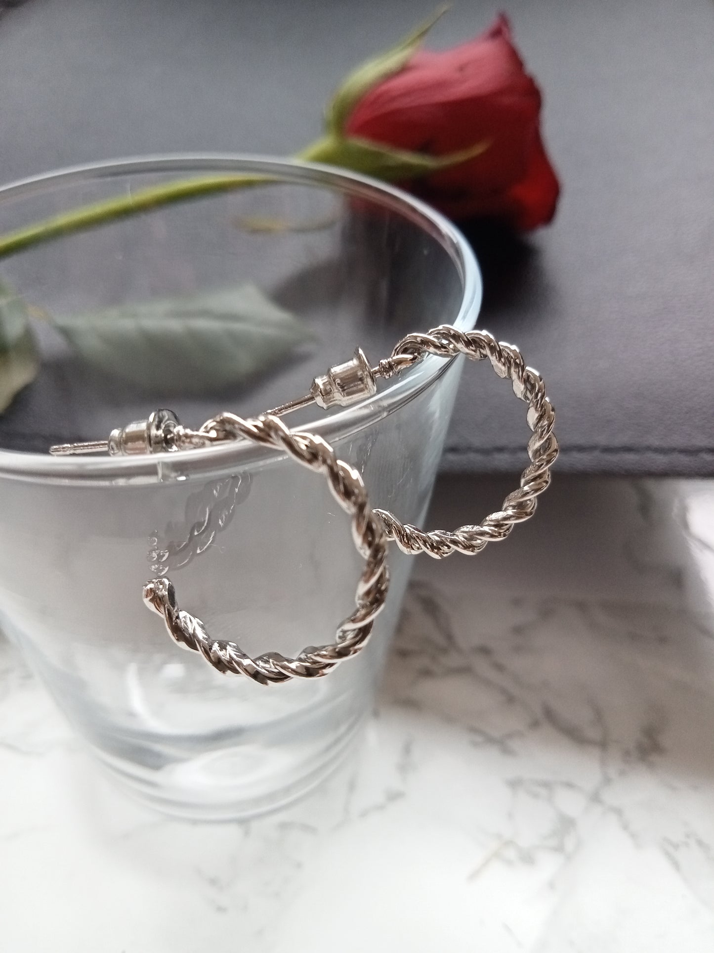 Silver Twisted Small Open-end Hoop Earrings