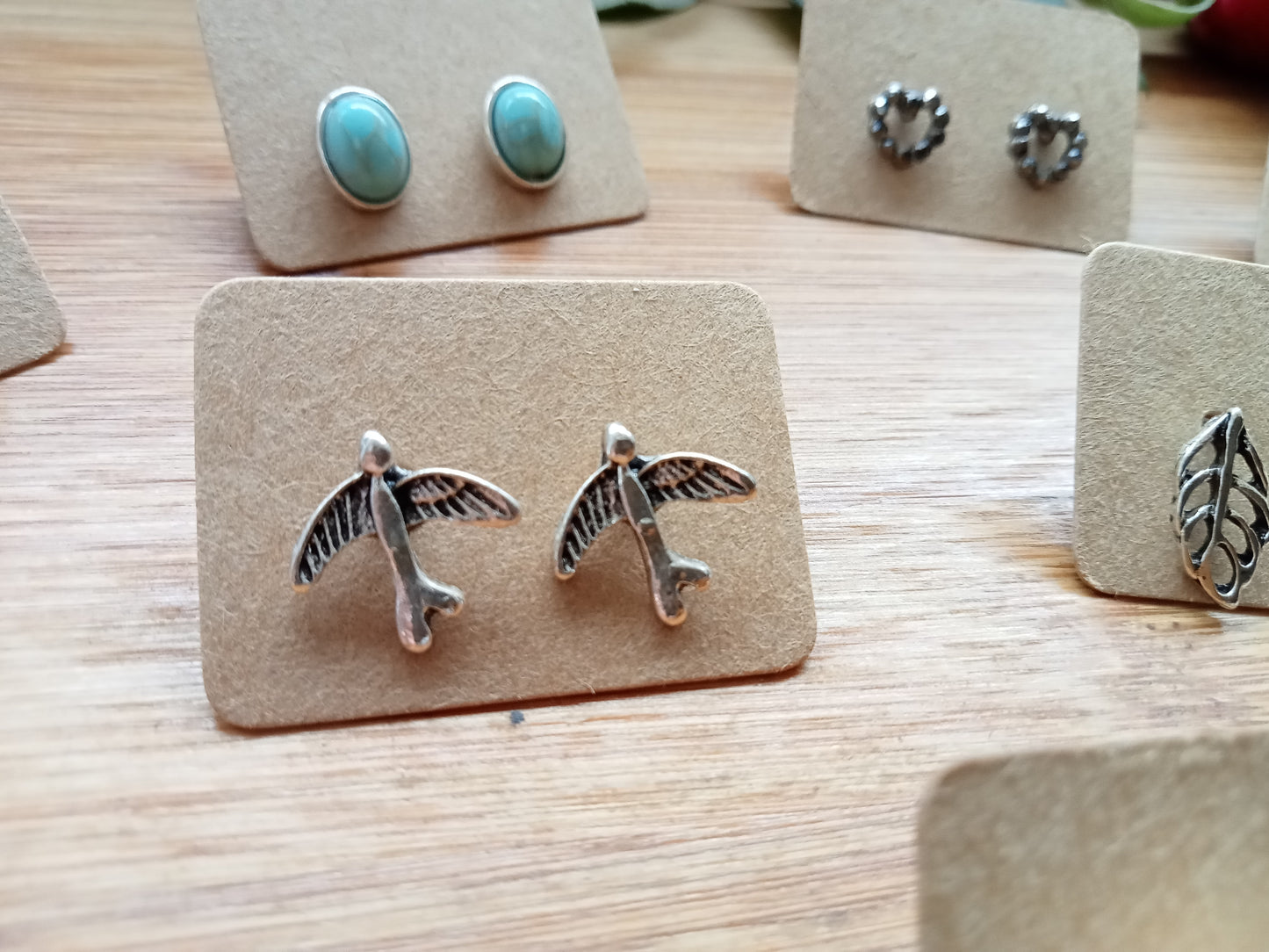 Minimal Silver Flying Birds Stud Earrings