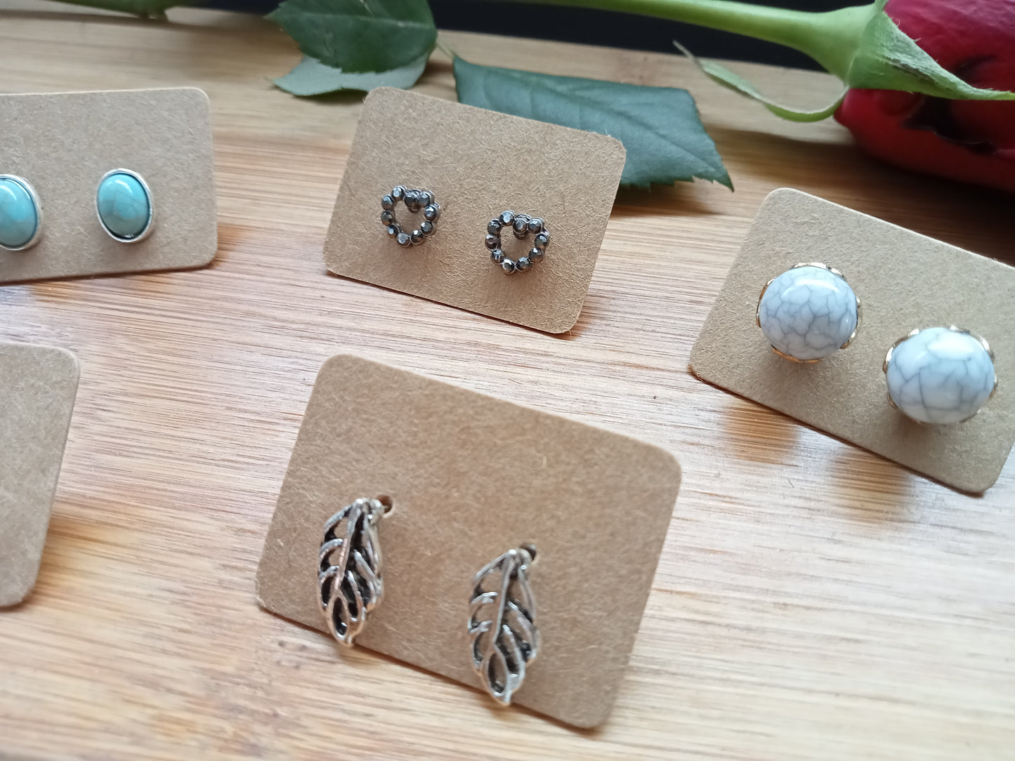 Minimal Silver Leaf Stud Earrings